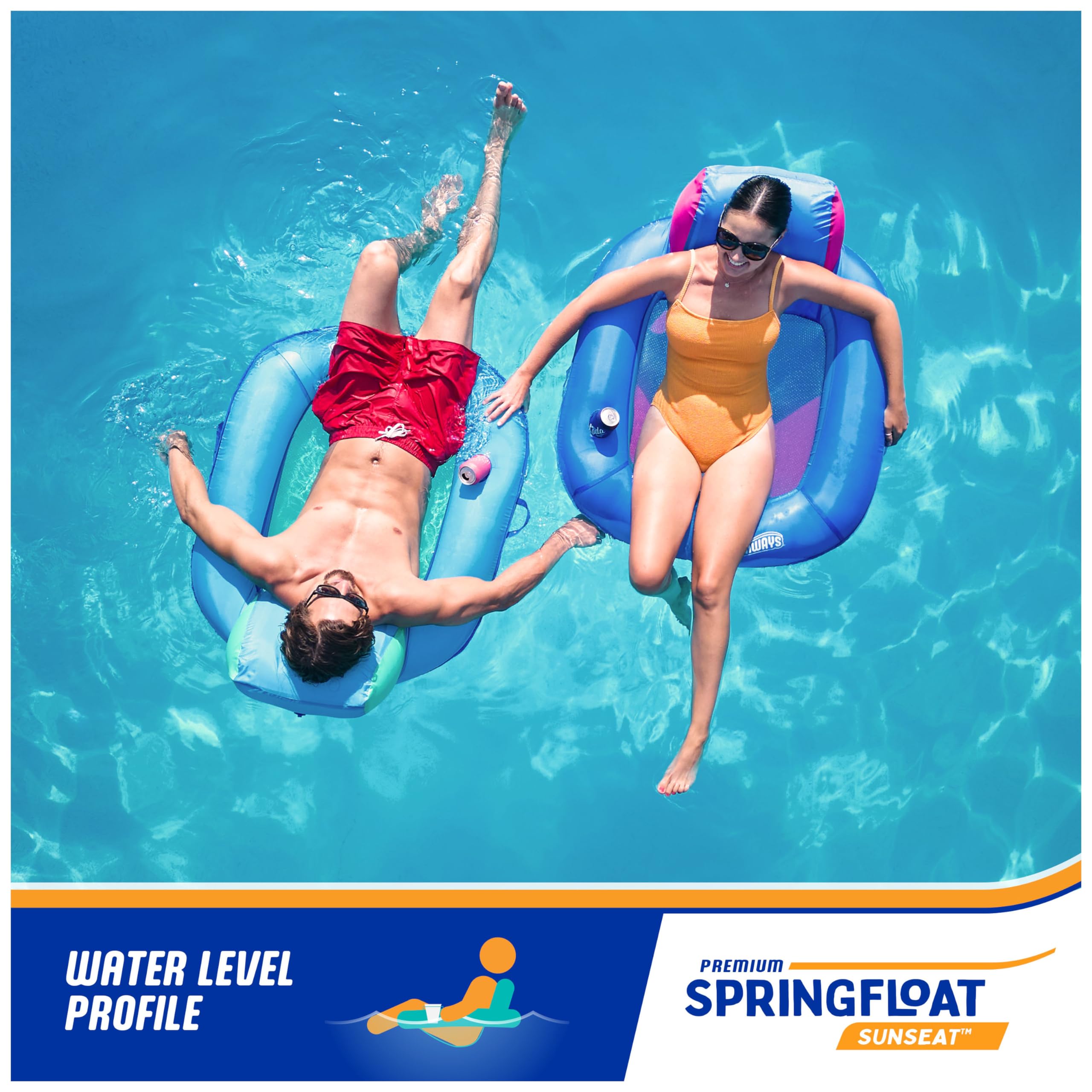 Swimways Spring Float Hyper-Flate Aqua Poltrona Piscina con Schienale