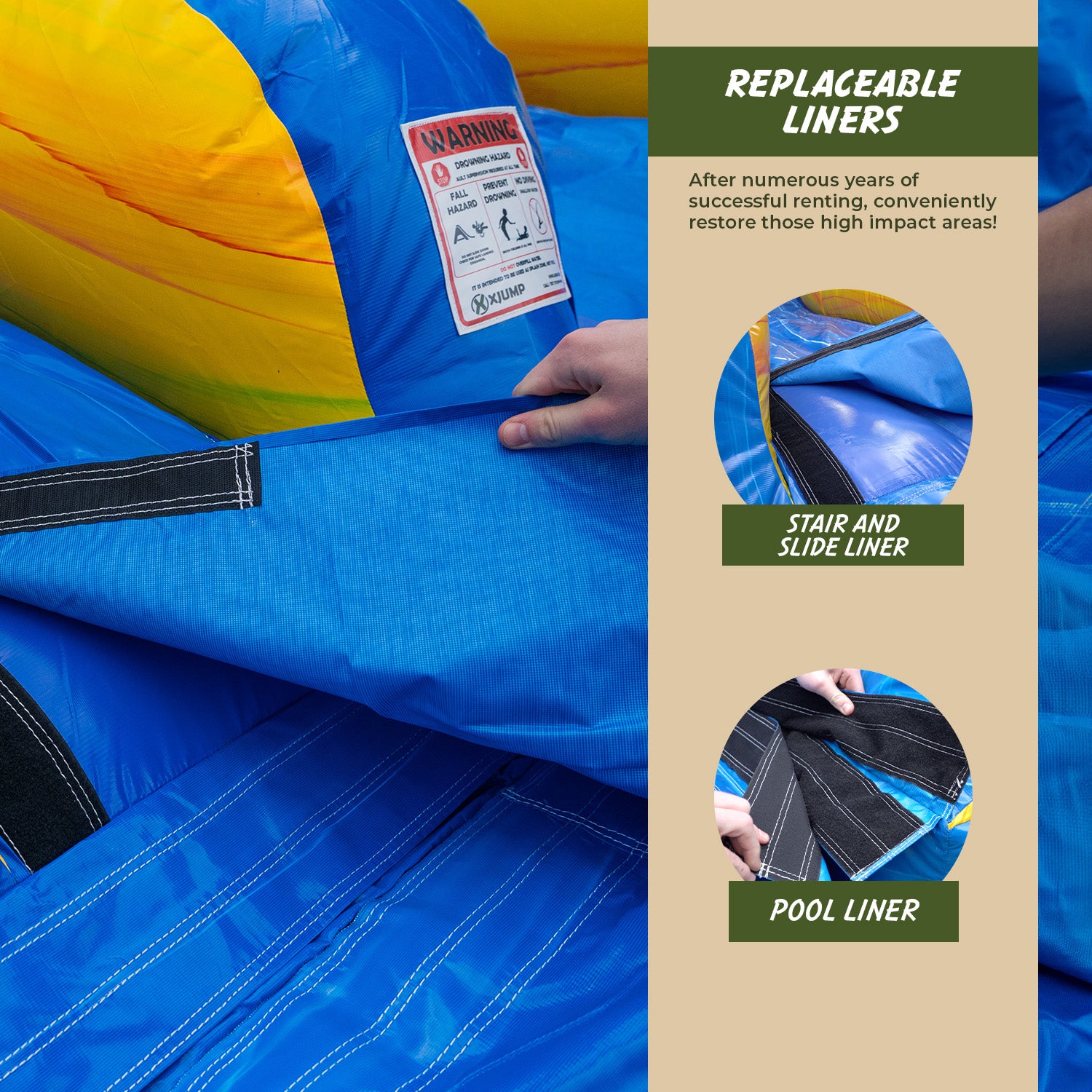 XJUMP Surf Beach 19 FT scivolo gonfiabile acqua senza soffiatore PVC