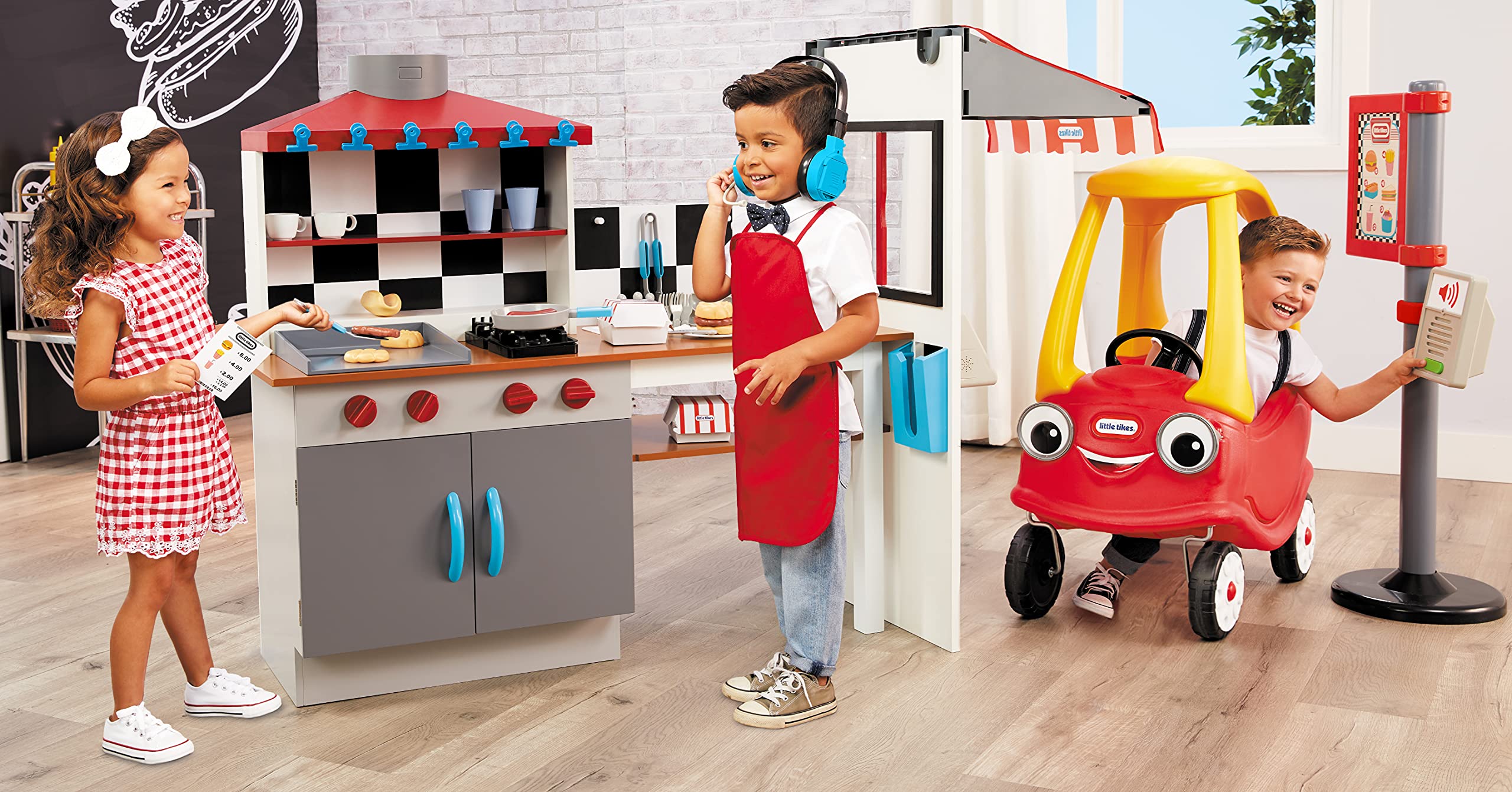 Little Tikes Real Wood Ristorante Drive-Thru Cucina Legno 40 Pezzi