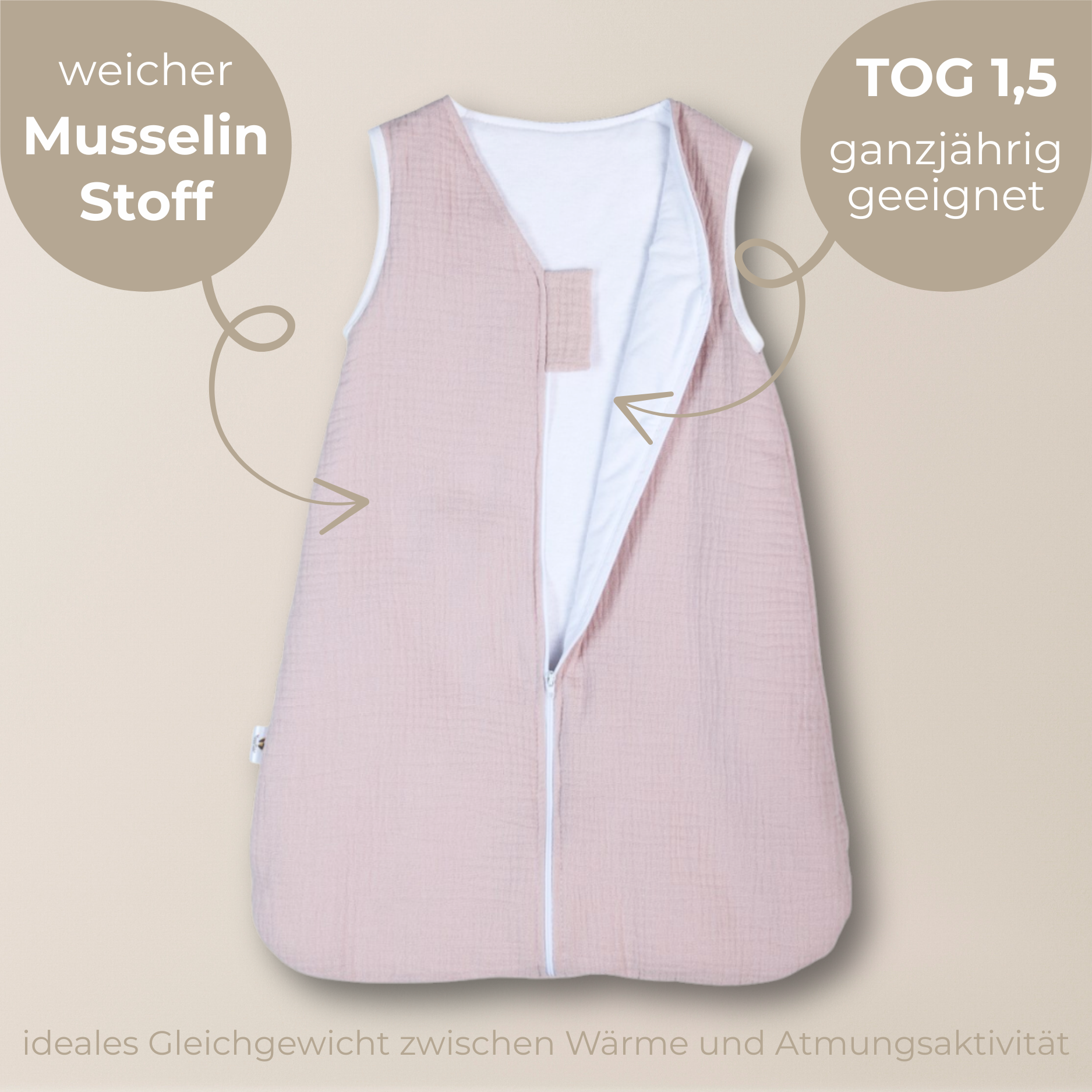 Lionherz YappySnug sacco nanna neonato mussola salvia 1.5 TOG 0-6 mesi