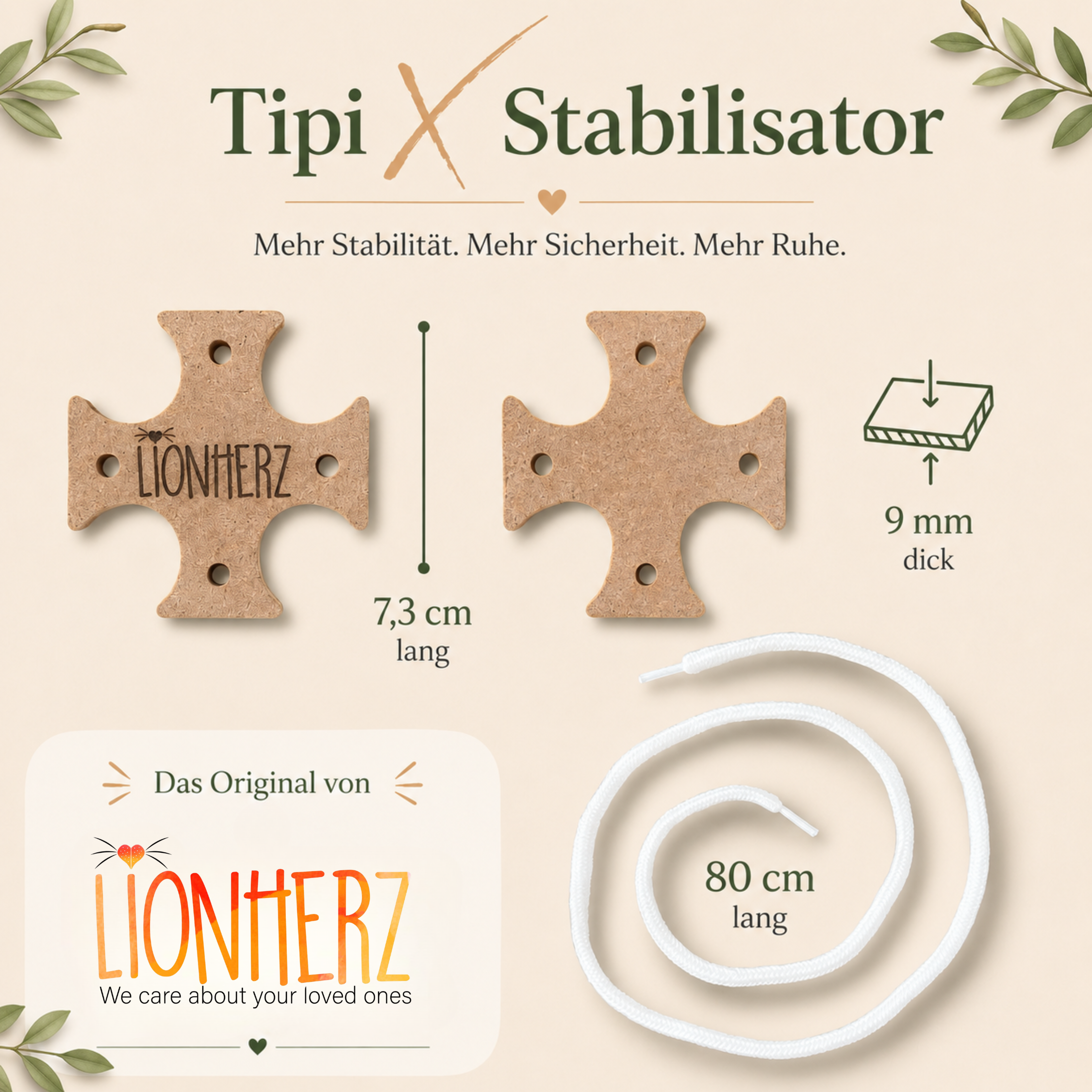 LIONHERZ Tipi X Stabilizzatore Tenda in Legno 4 Pali
