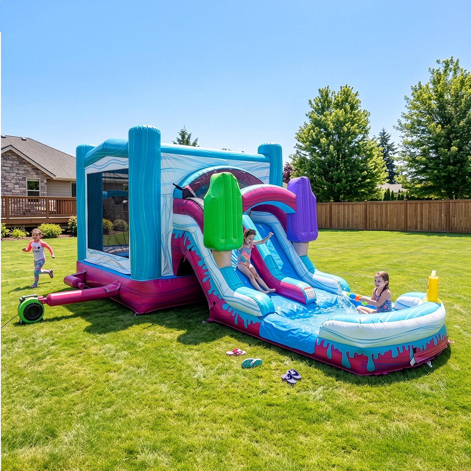 XJUMP Combos Pop Splash Castello Gonfiabile doppia pista piscina