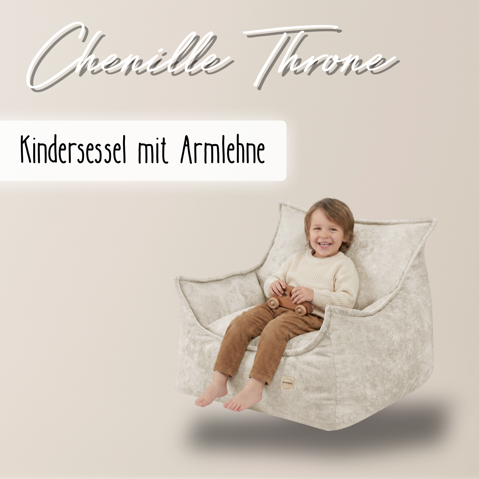 Lionherz Chenille Throne poltrona bambini 80x73x58 beige chenille
