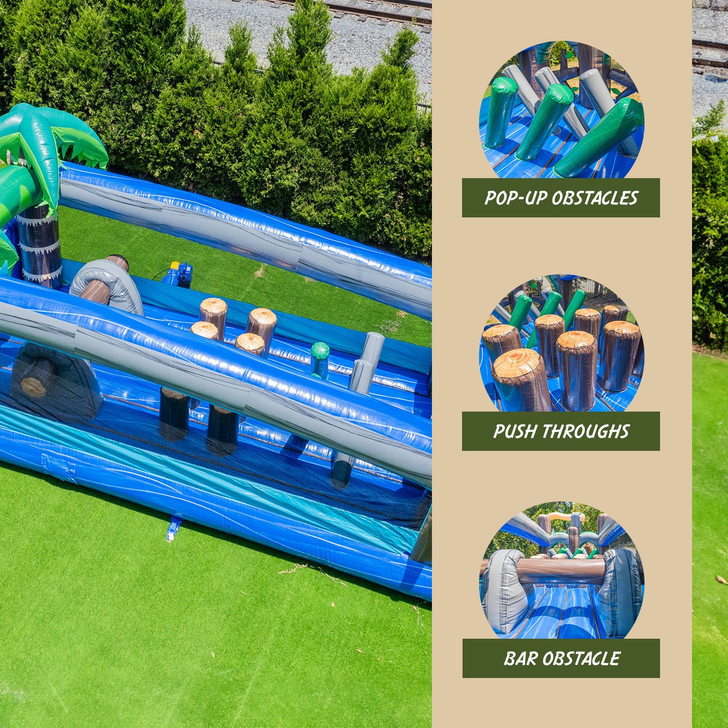 XJUMP Obstacle Courses Tropical 45' Castello Gonfiabile con Soffiatore