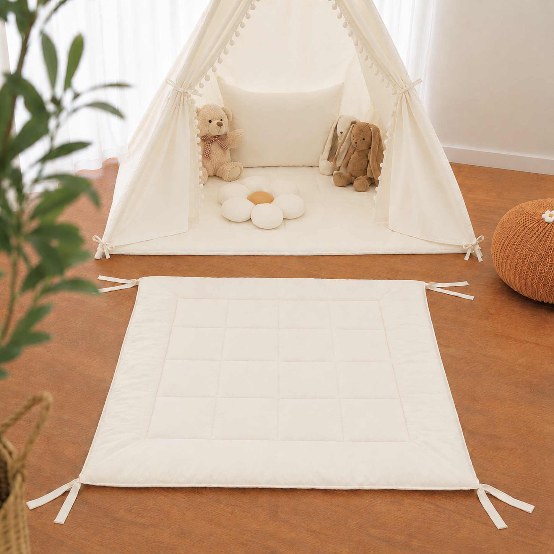 Lionherz Tipi-Decke Tappeto Tenda 120x120 cm Crema