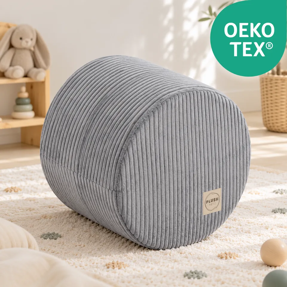 Lionherz Cozy Round pouf bambini 40x30 platino in corda lavabile