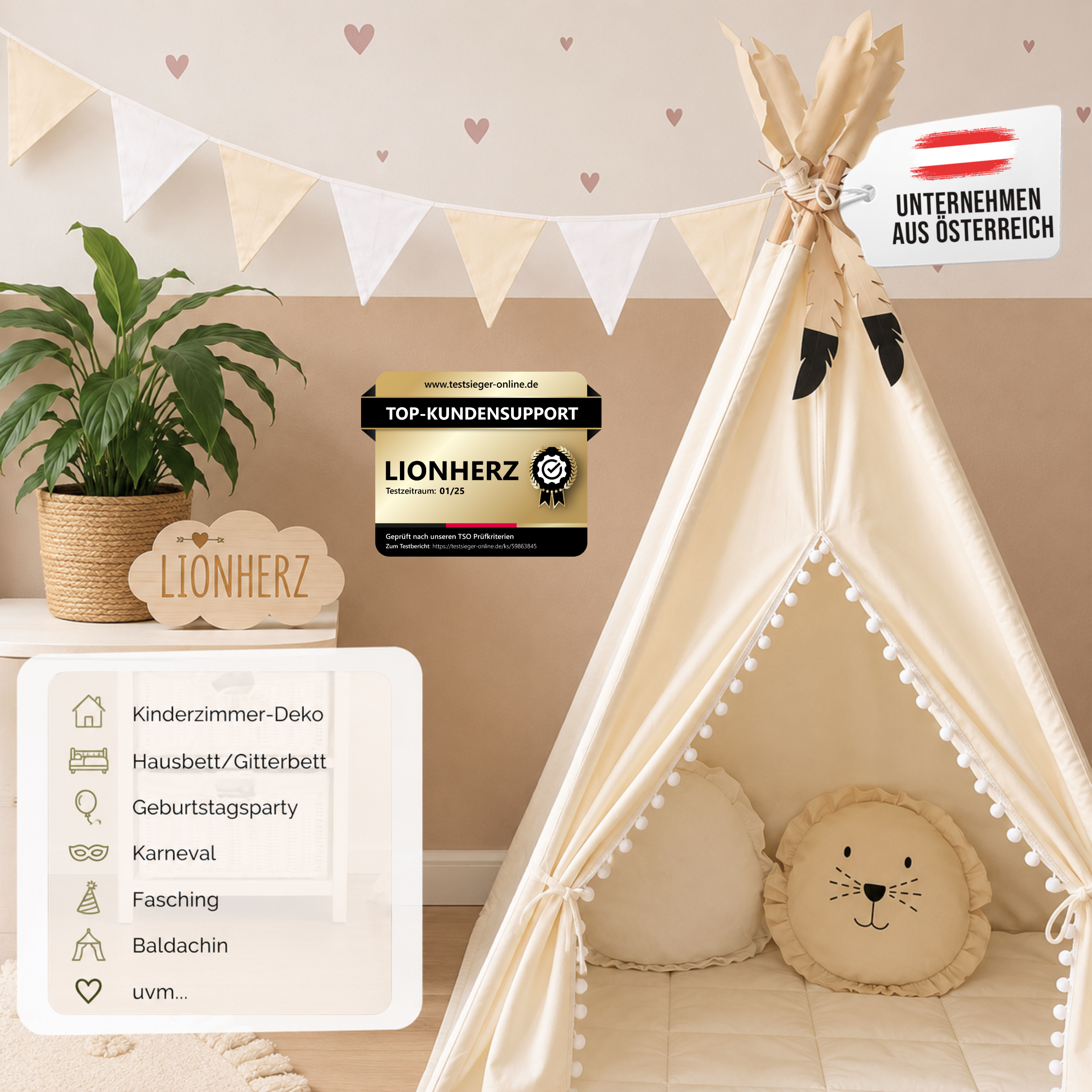 LIONHERZ Zubehör Ghirlanda Bandierine Cotone 2,50 m Crema