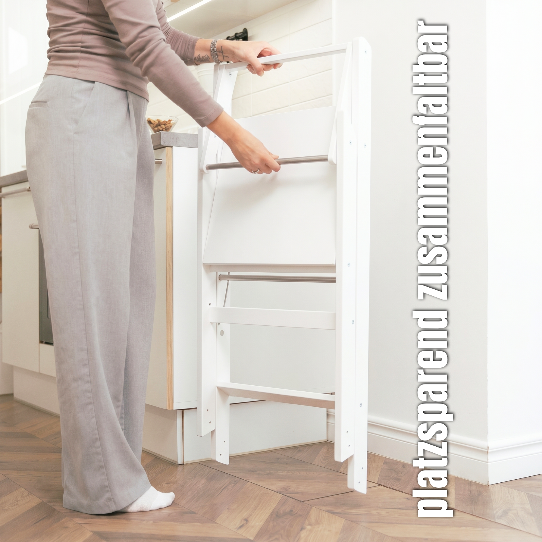 LIONHERZ STEP'n'FOLD Torre Montessori Pieghevole Bianca Altezza