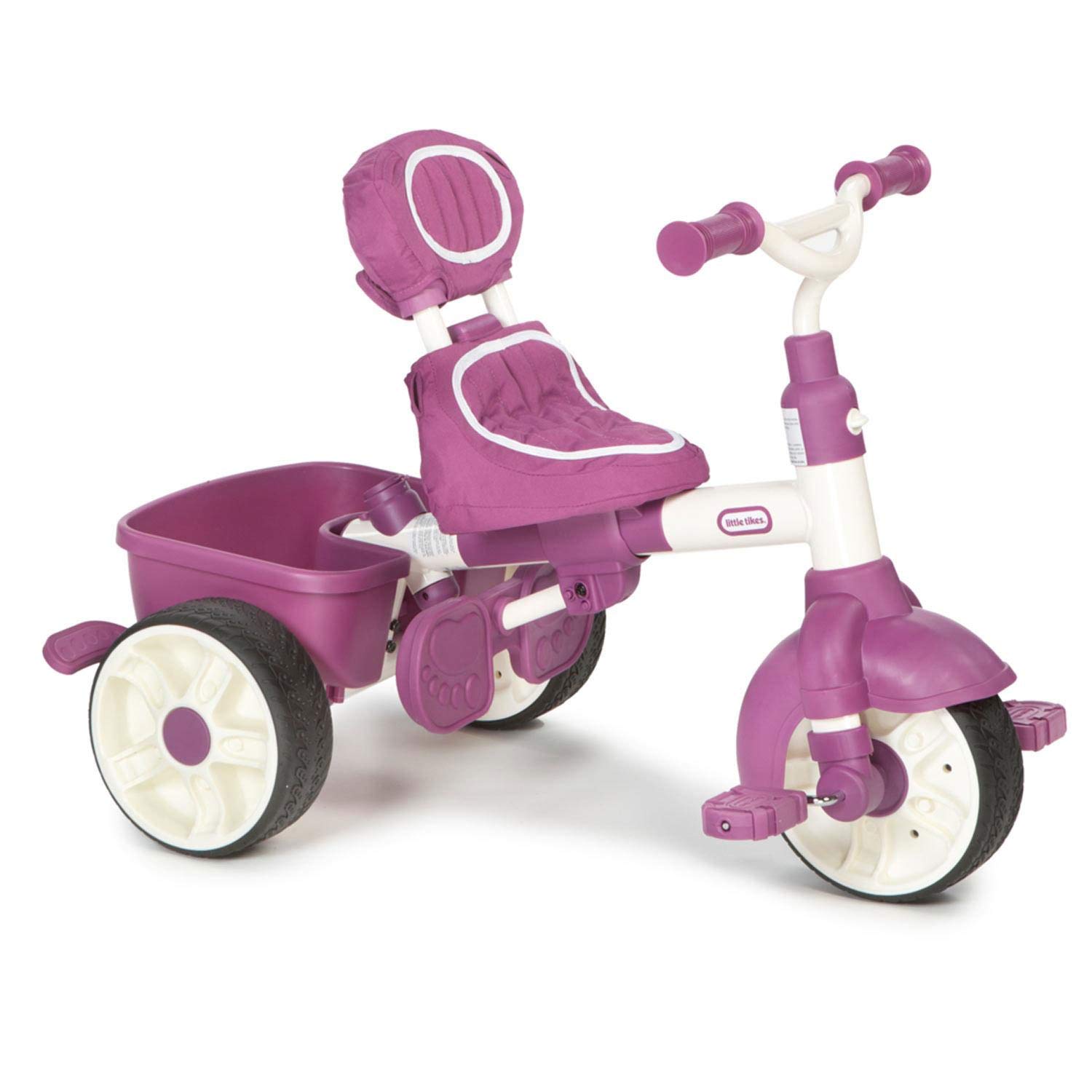 Little Tikes Triciclo 4 in 1 Sport rosa bianco con manico