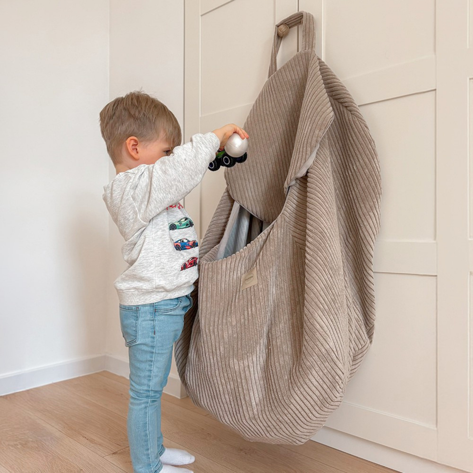 Lionherz Toy Nest pouf contenitore Mini cord taupe