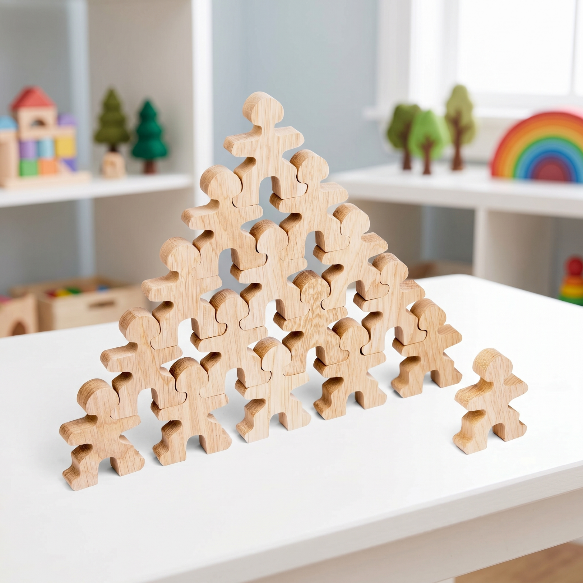 Lionherz Flockmen omini legno Montessori 16 pezzi naturali
