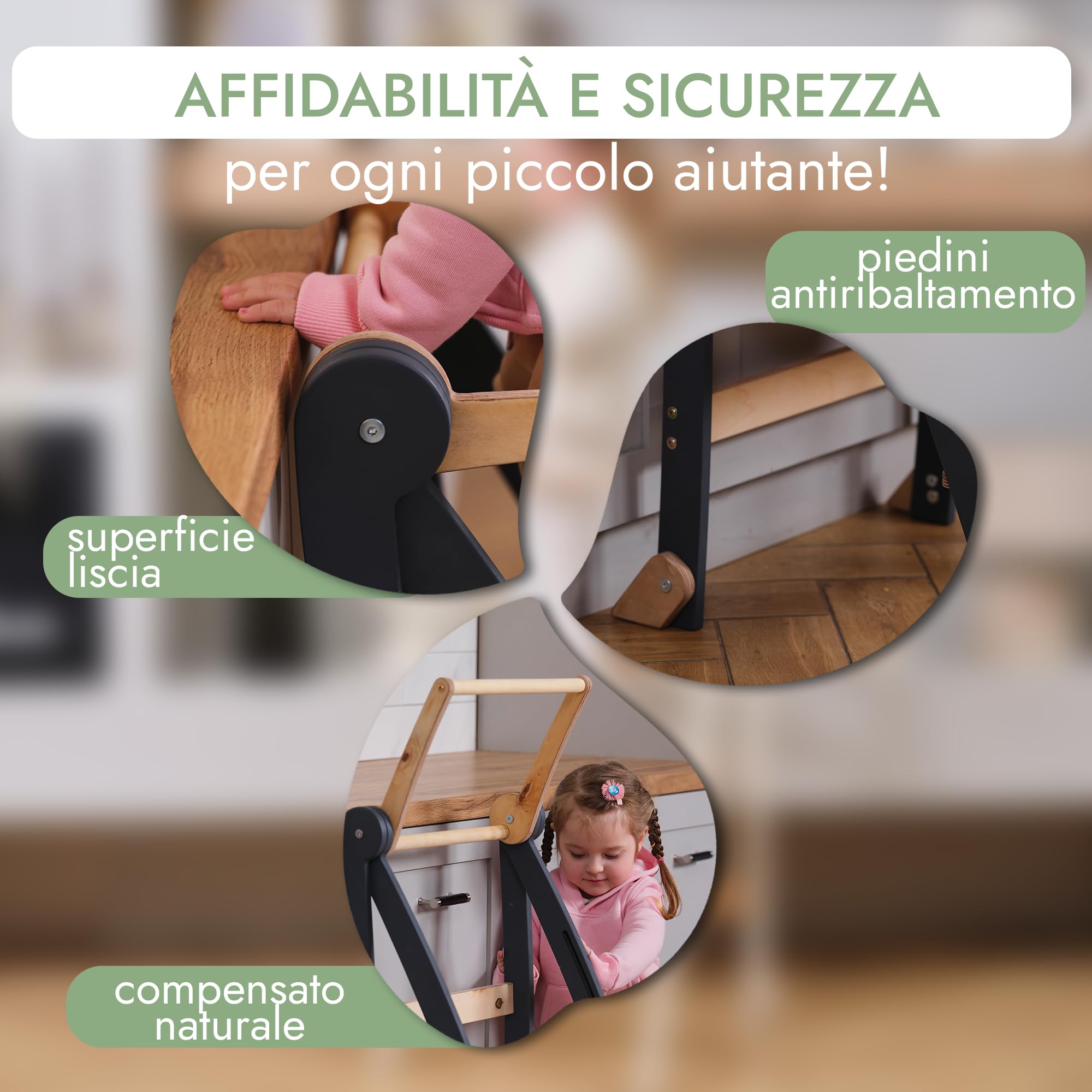 Goodevas Torre di Apprendimento torre pieghevole legno salvaspazio