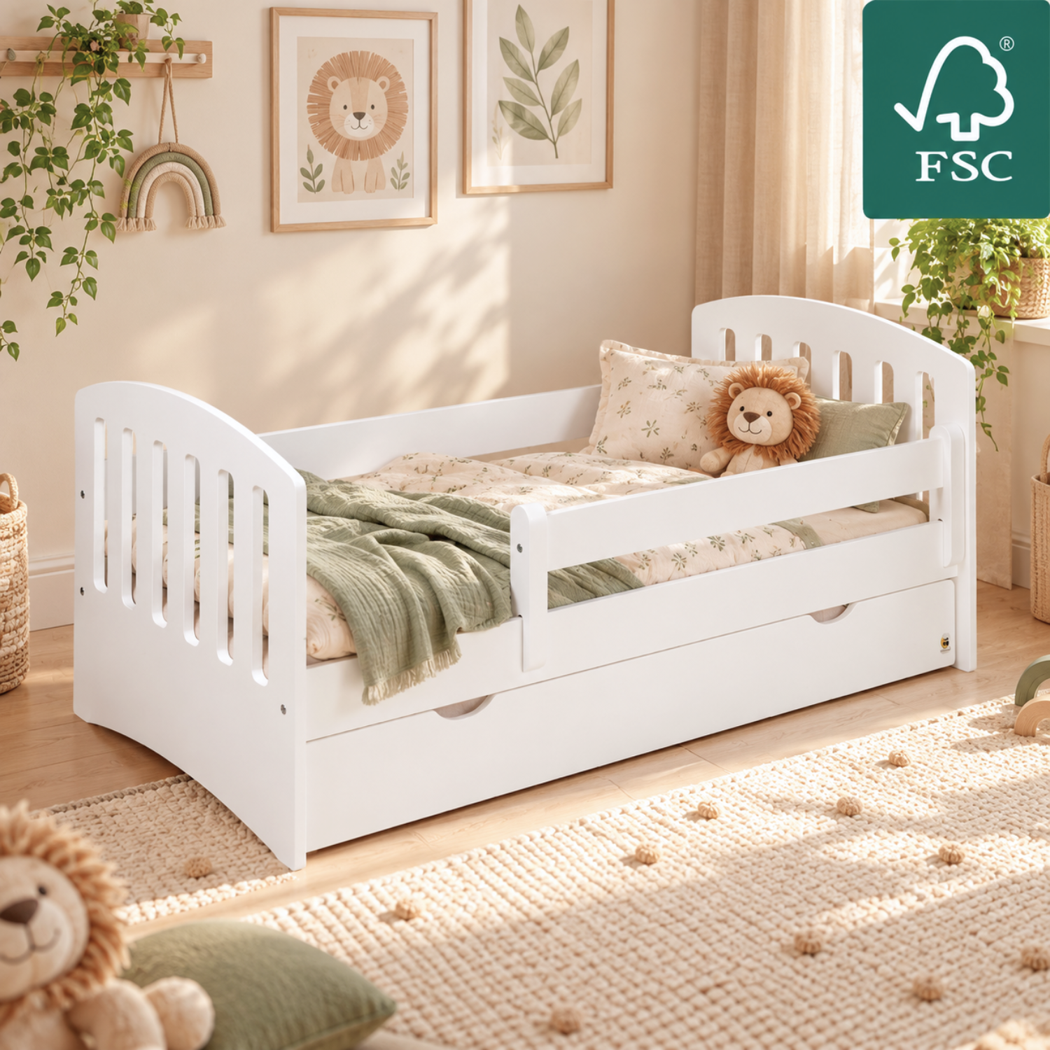 Lionherz YappyLux Junior letto bambini 160x80 cassetto spondina