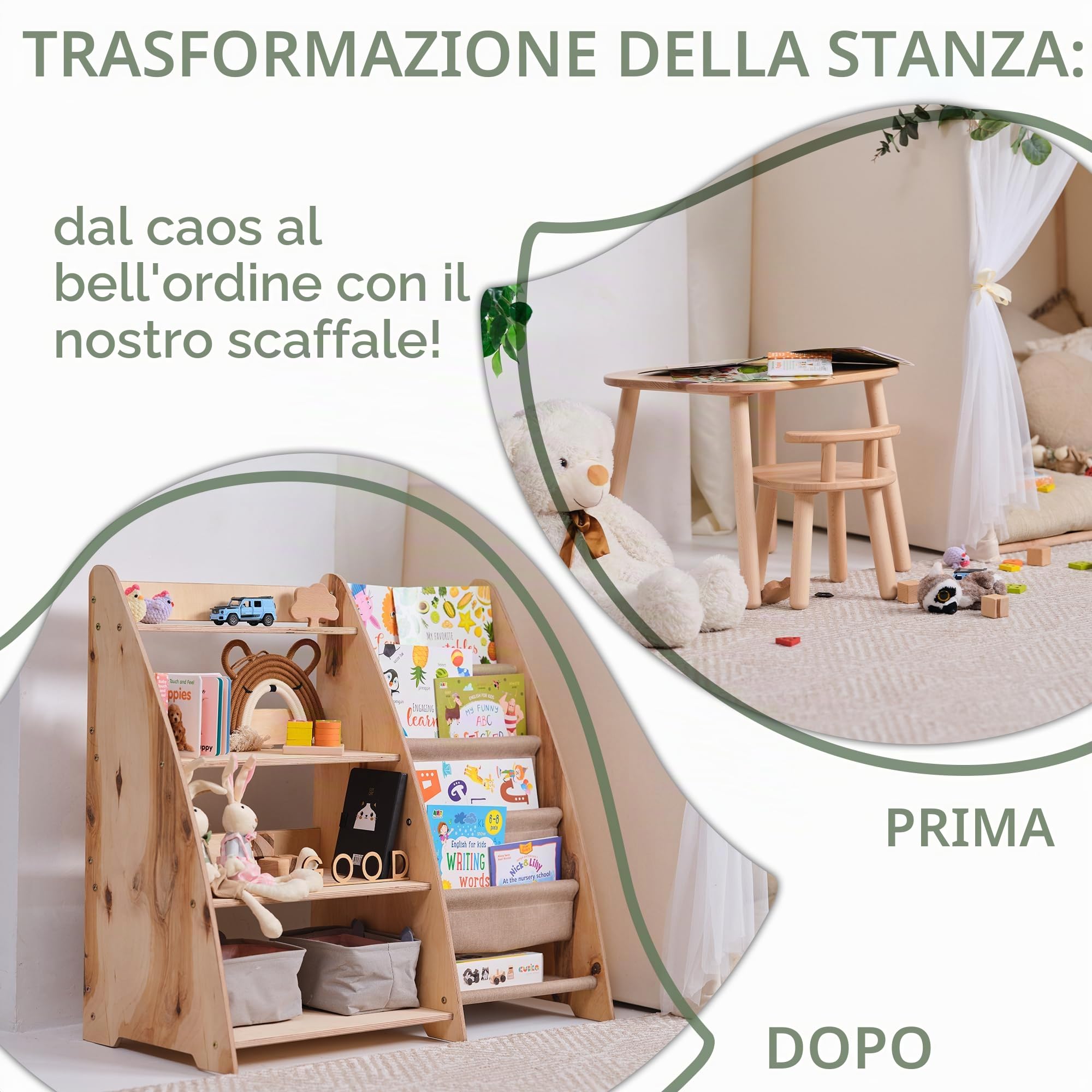 Goodevas Mensola Cameretta libreria bambini legno beige media