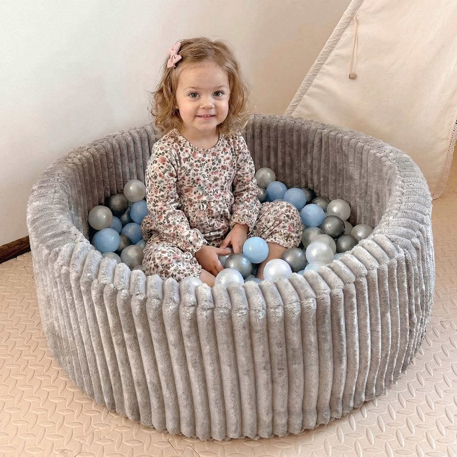Lionherz Fluffy Pool piscina palline 90x30 200 palline platino/blu