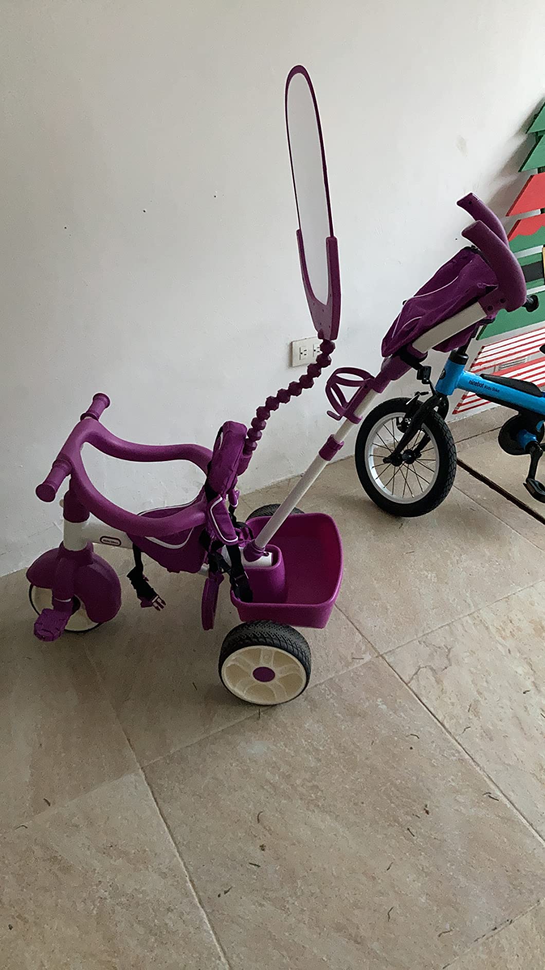 Little Tikes Triciclo 4 in 1 Sport rosa bianco con manico