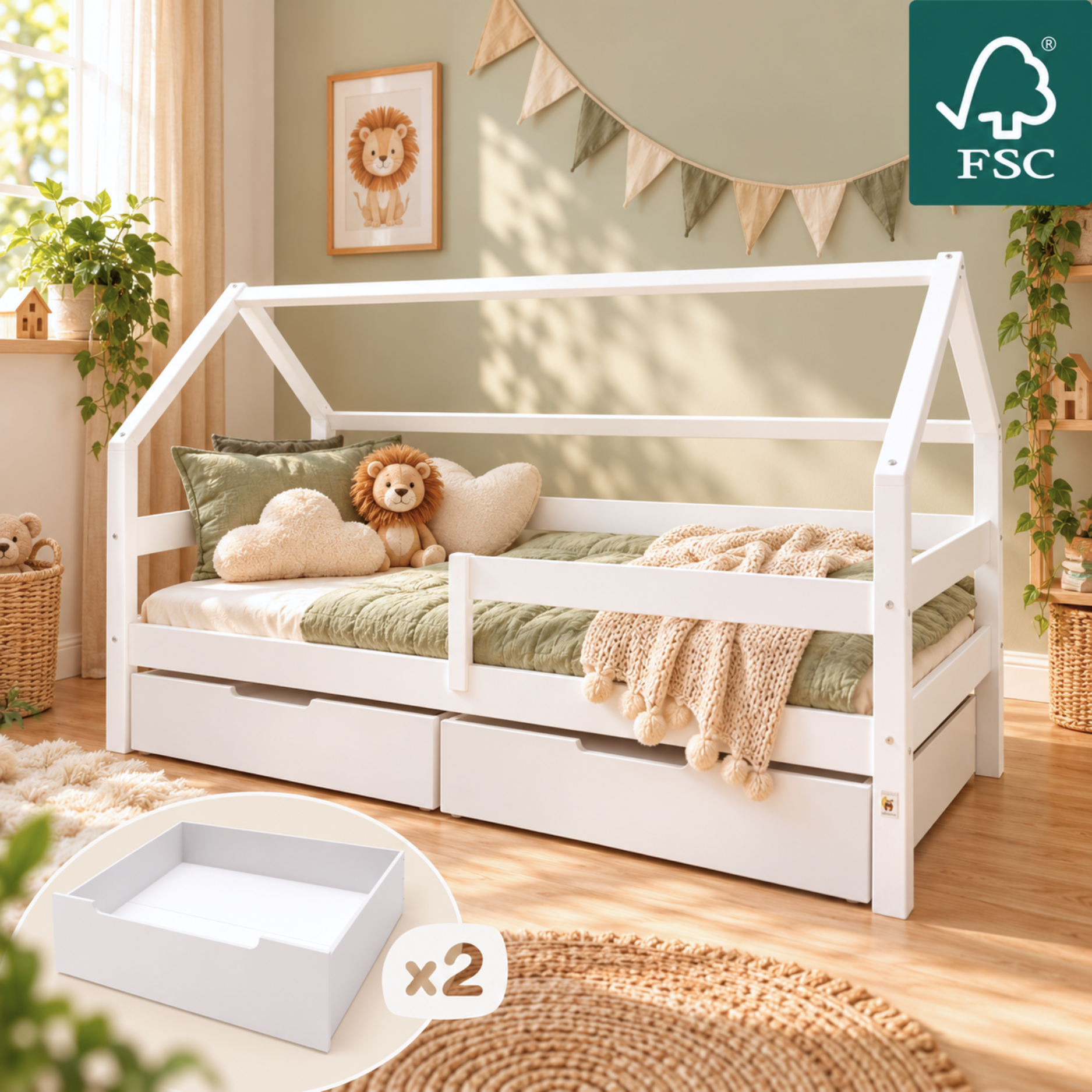 Lionherz YappySole MAXI letto casetta 200x90 2 cassetti