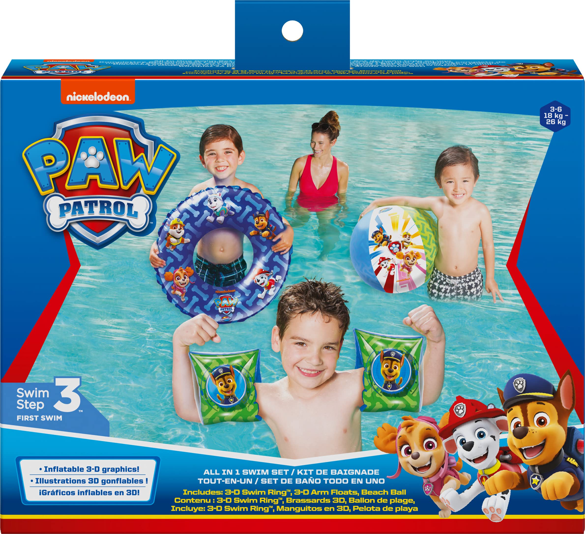 Swimways Paw Patrol set mare gonfiabili 3 pezzi spiaggia