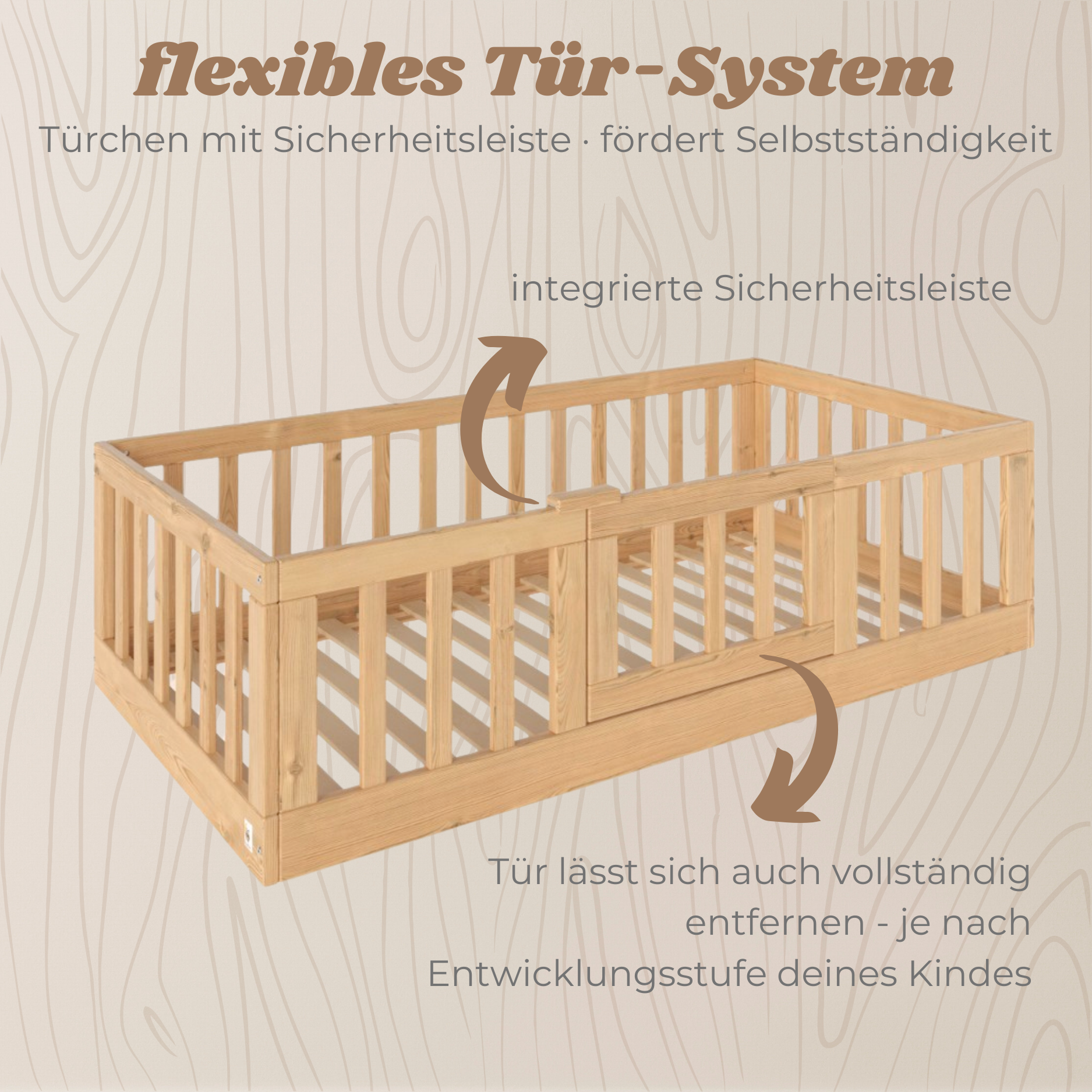 YappyCasa Junior 160x80 letto montessori bianco con porticina