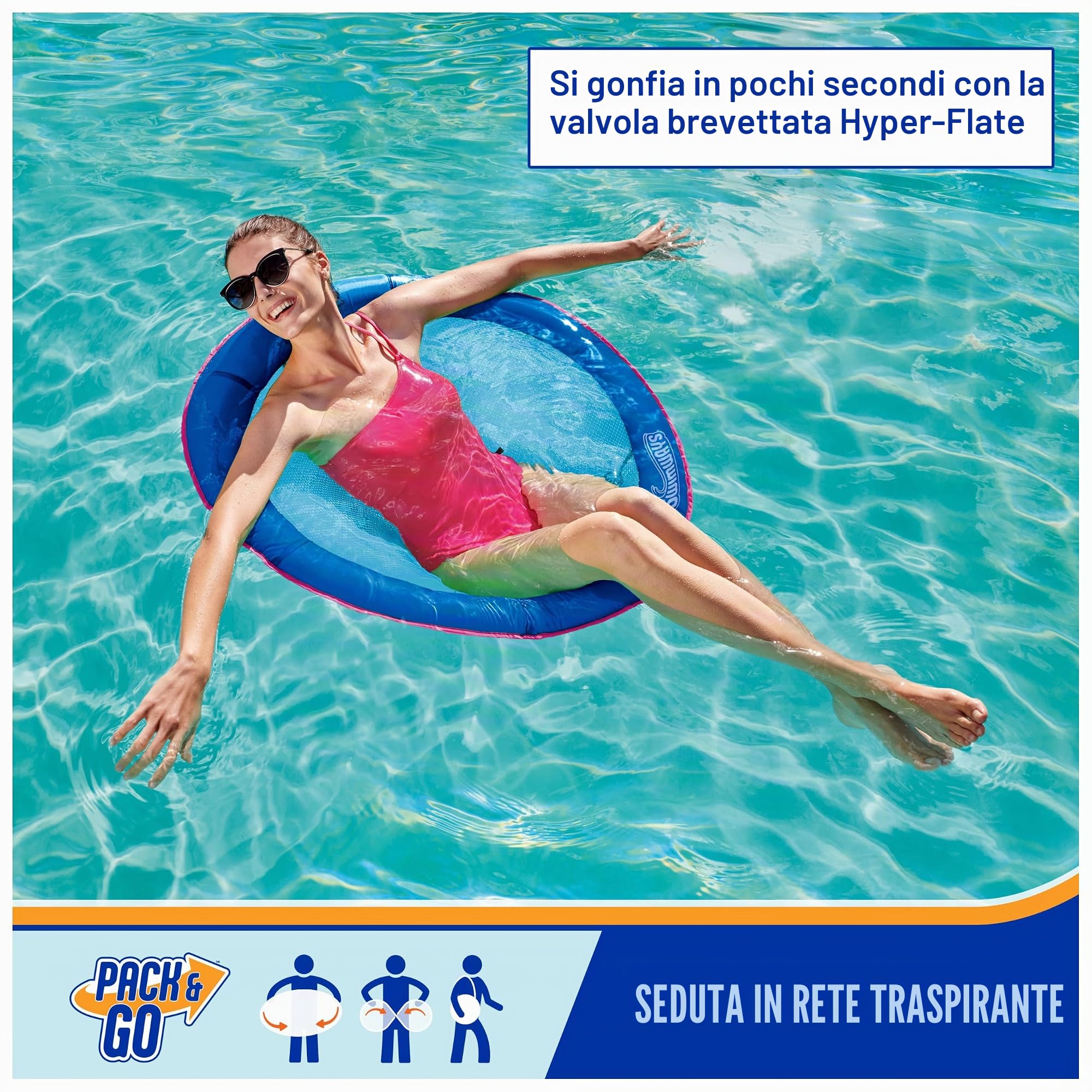 Swimways Spring Float Papasan Sedia Piscina 88 cm fino a 113 kg