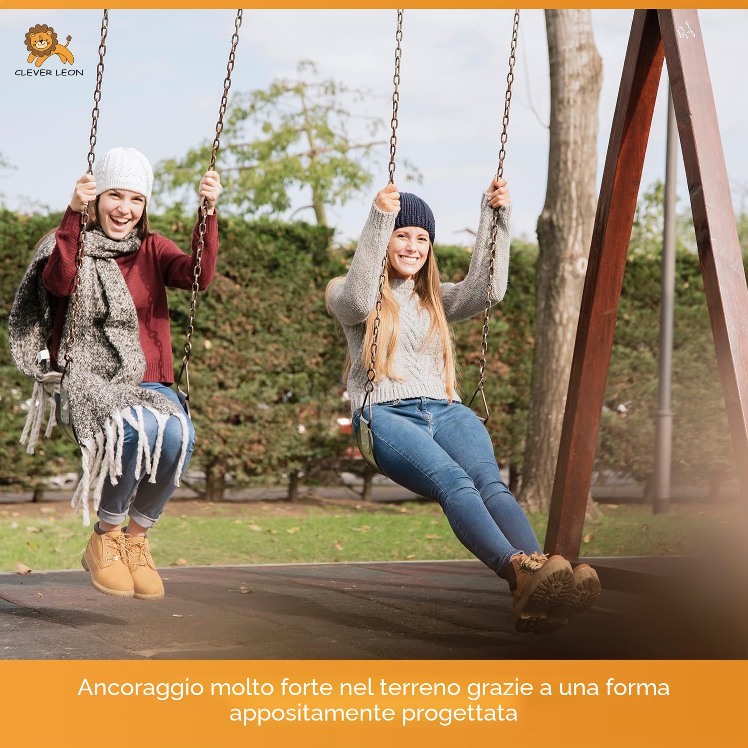 Clever Leon Ancoraggi altalena zincati 4 pezzi terra