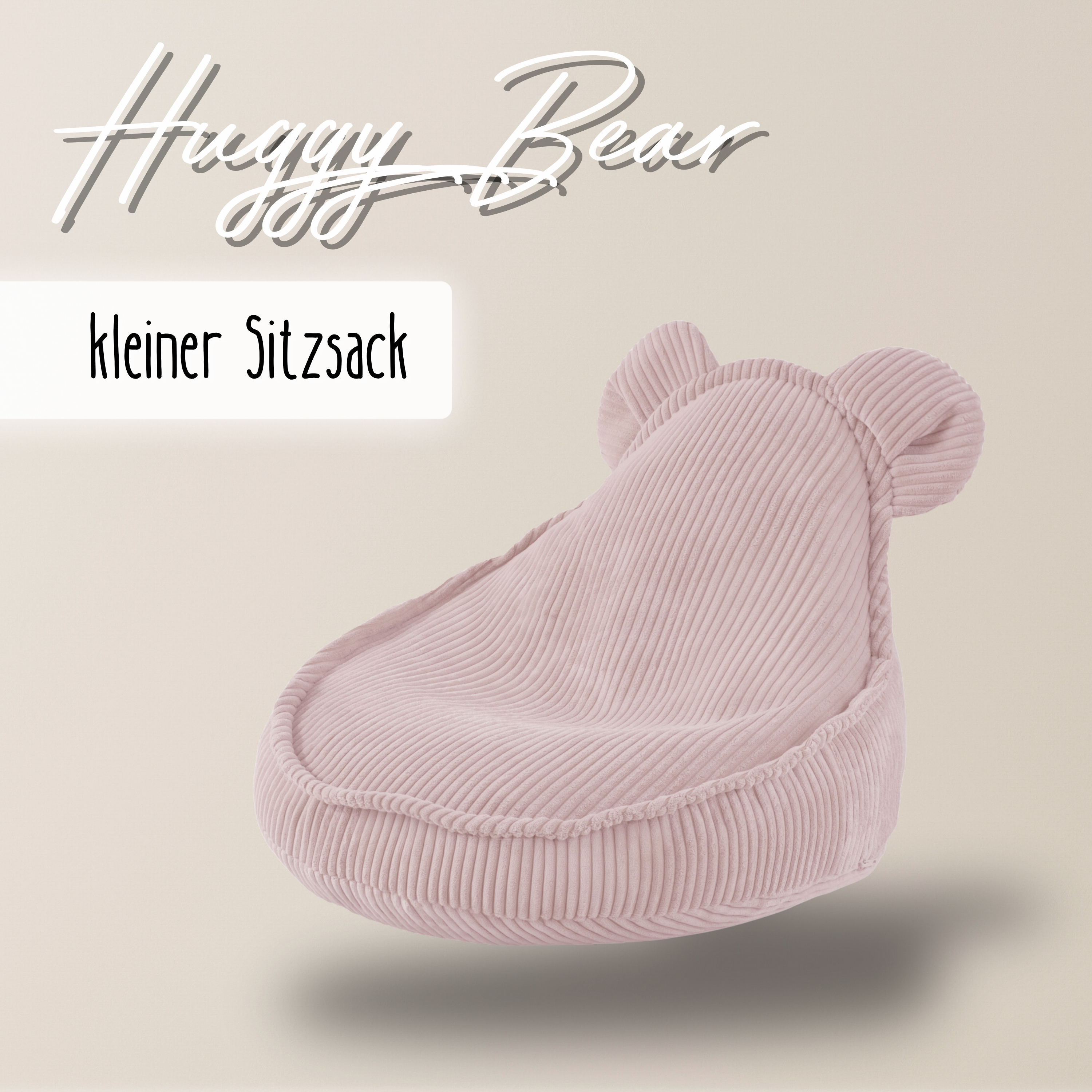LIONHERZ Huggy Bear Pouf Bambini 68x45cm Orecchie Orso Altrosa