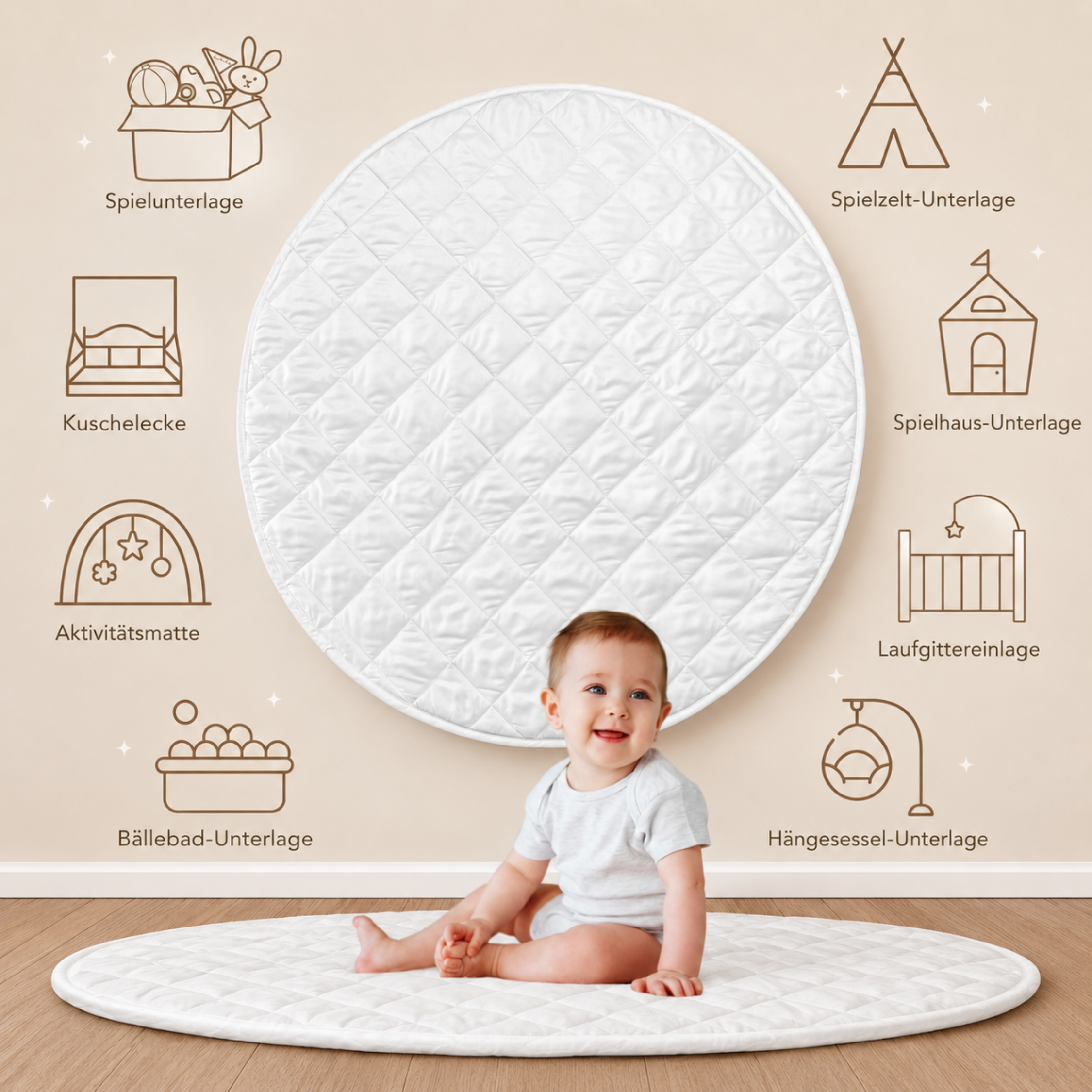 LIONHERZ Spielmatten Materassino Rotondo 110 cm Tenda Gioco