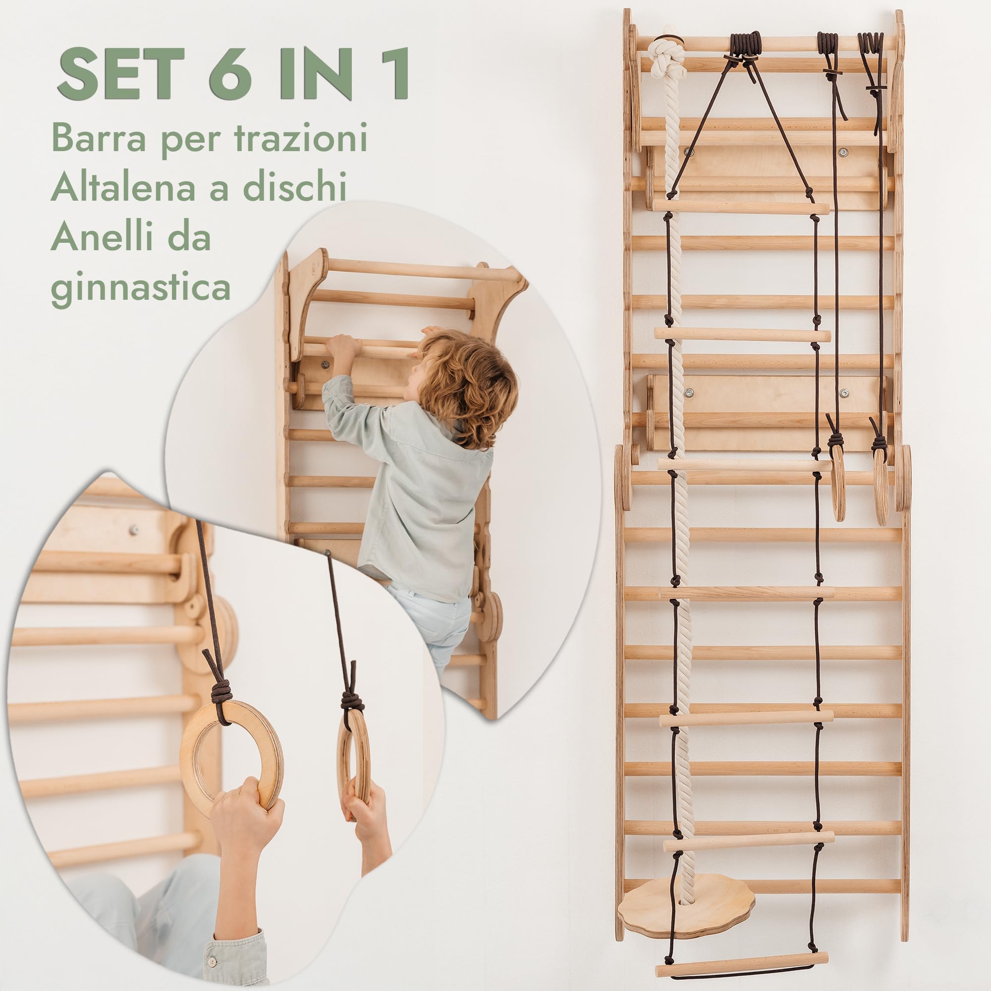 Goodevas Spalliera Svedese Palestra Arrampicata con Scivolo Legno