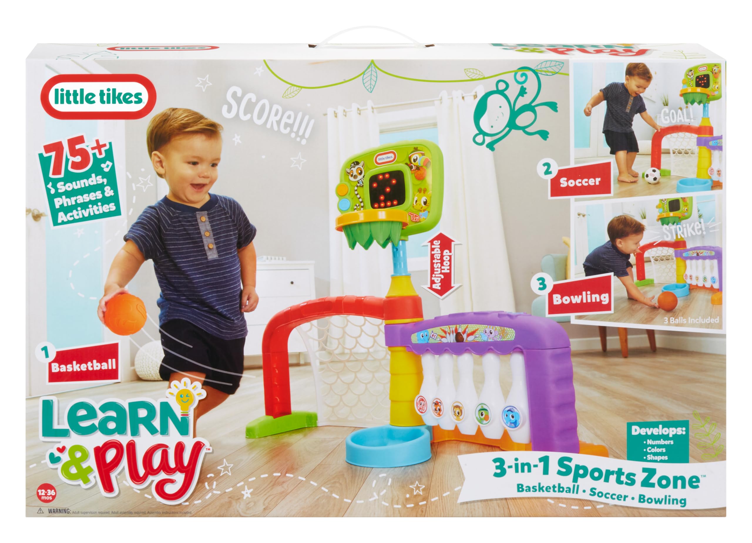 Little Tikes Active Play Zona Sport 3-in-1 Basket Calcio Bowling