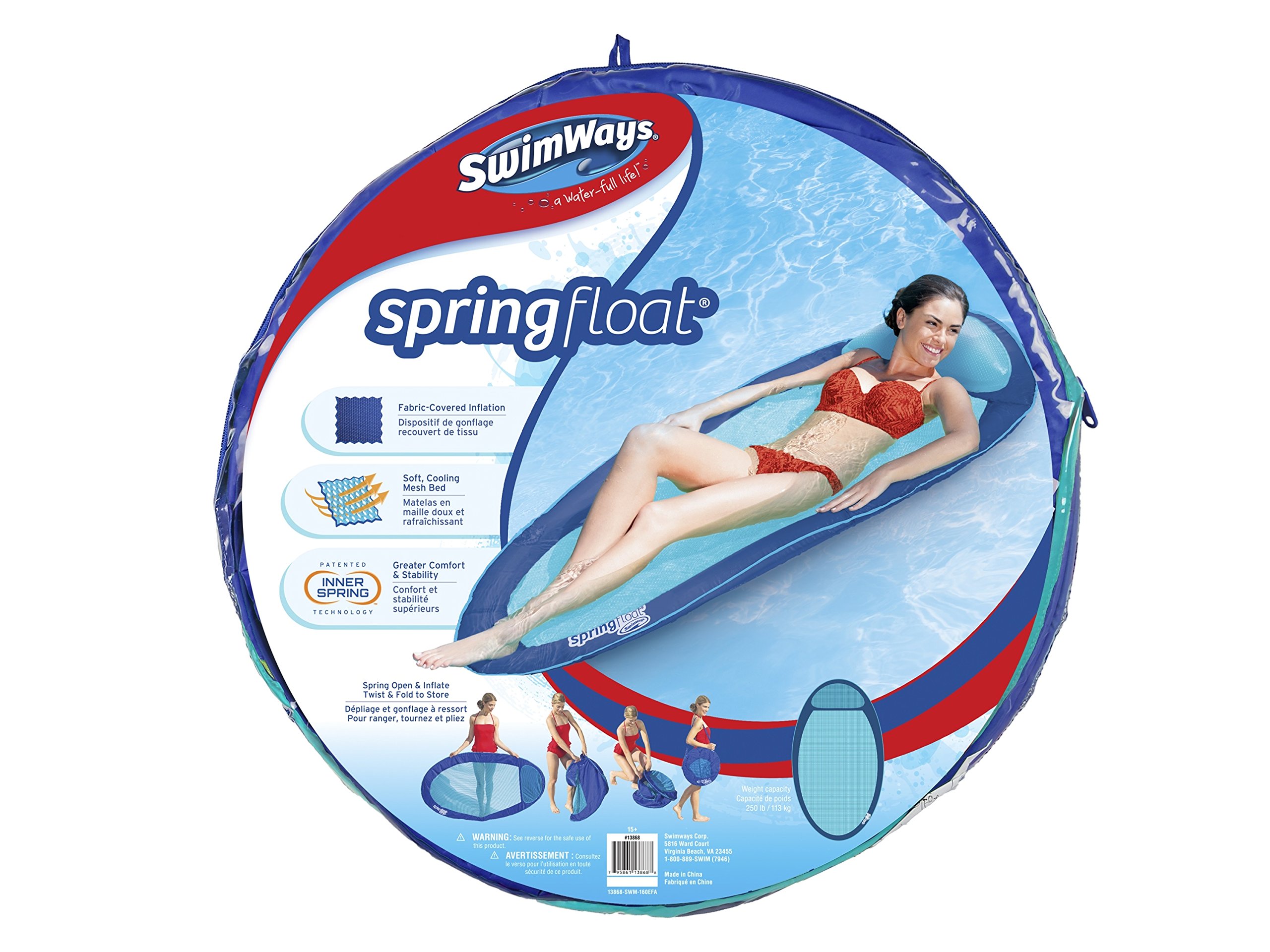 Swimways Spring Float sedia galleggiante blu/aqua con rete