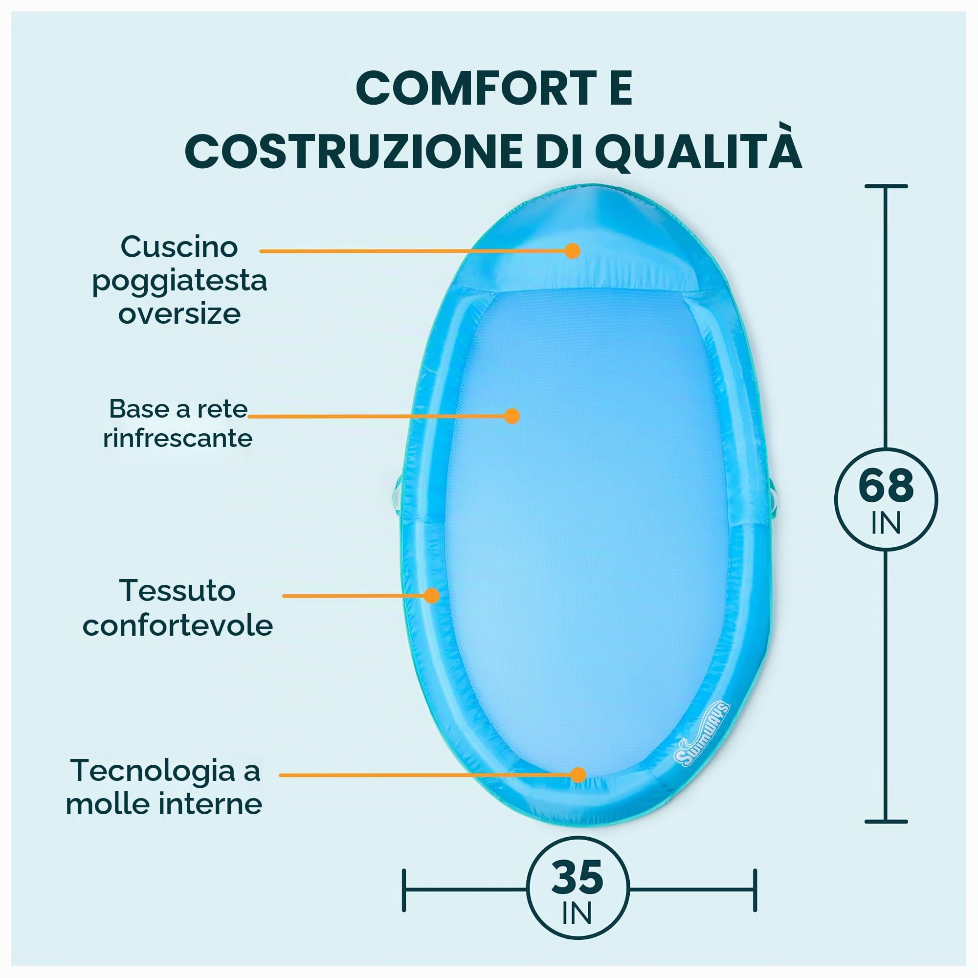 Swimways Spring Float Amaca Gonfiabile Adulti 172 cm fino 113 kg