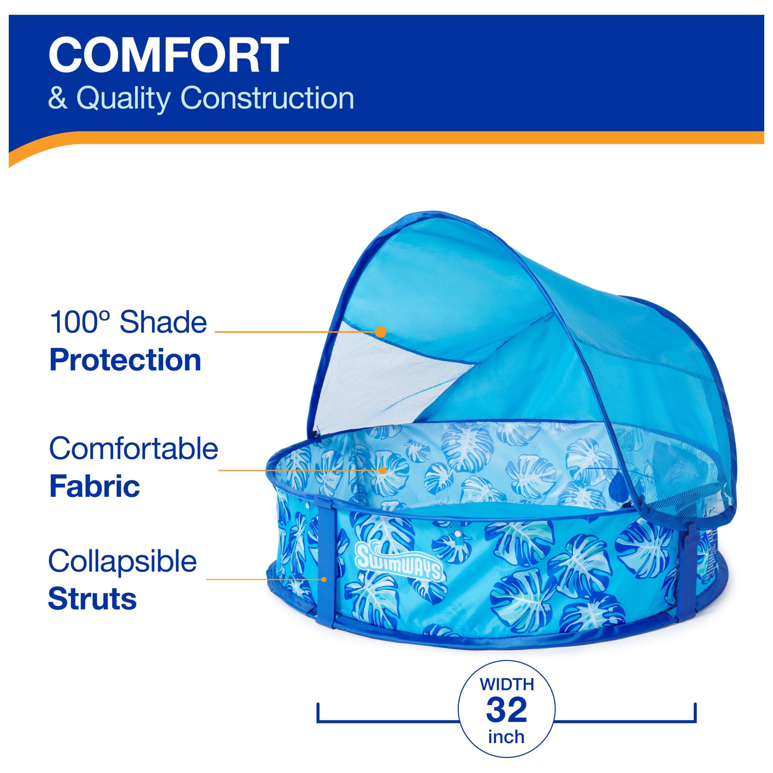 Swimways Pop-Up Pool piscina bambini 81 cm blu con tettuccio