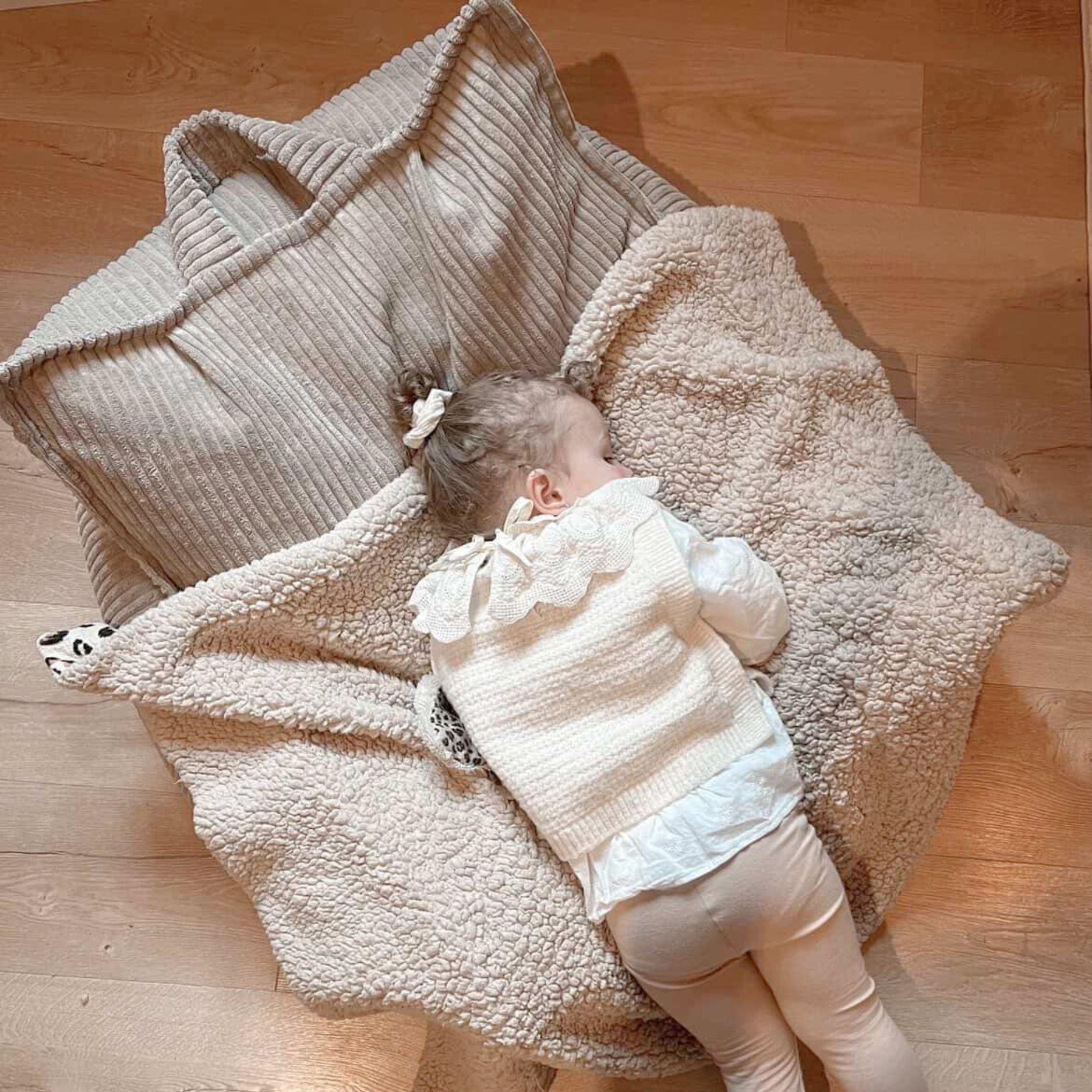 Lionherz Puffy Nest pouf bambini taupe 67x77x50 corda