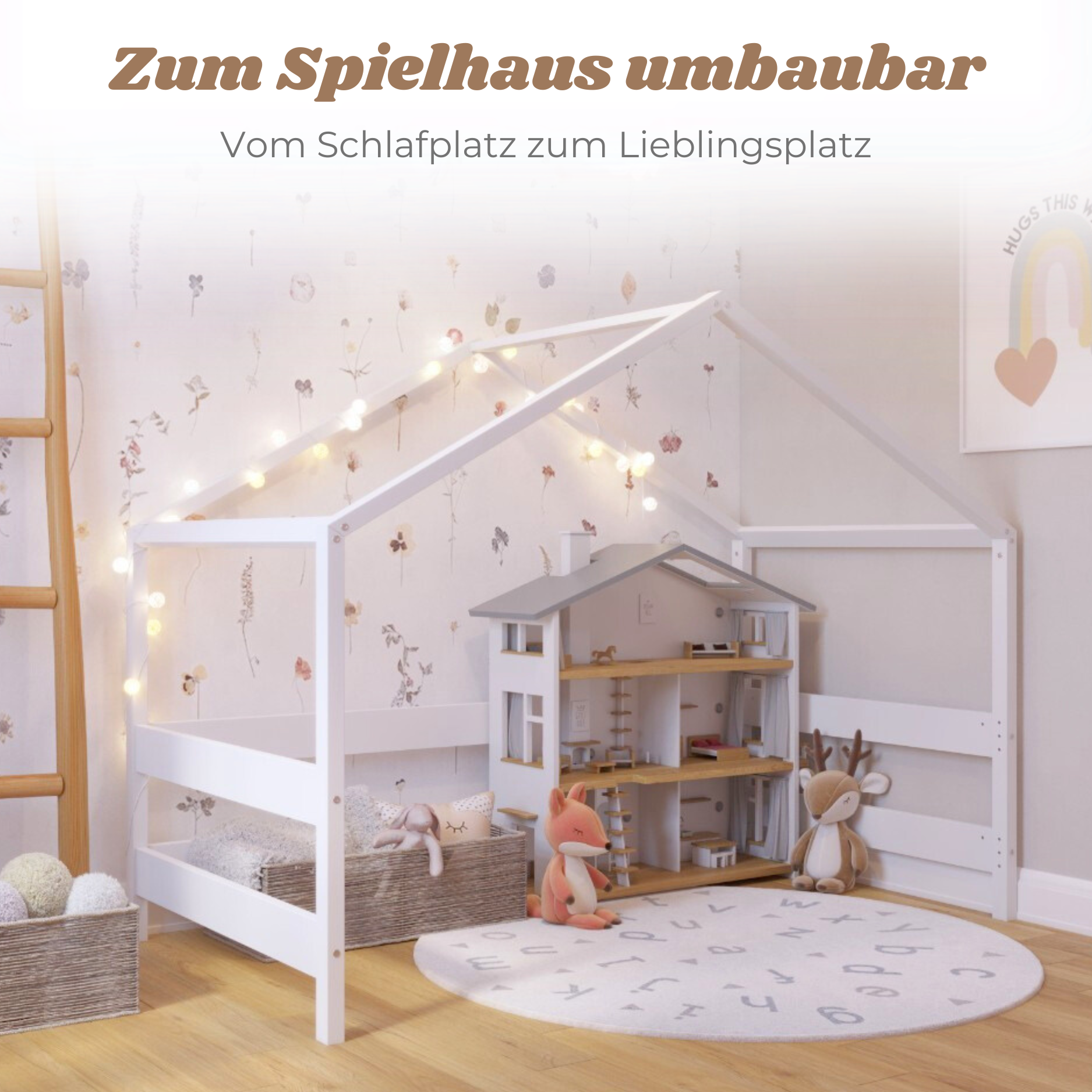 LIONHERZ YappyHytte Junior letto casetta 160x80 con sponda
