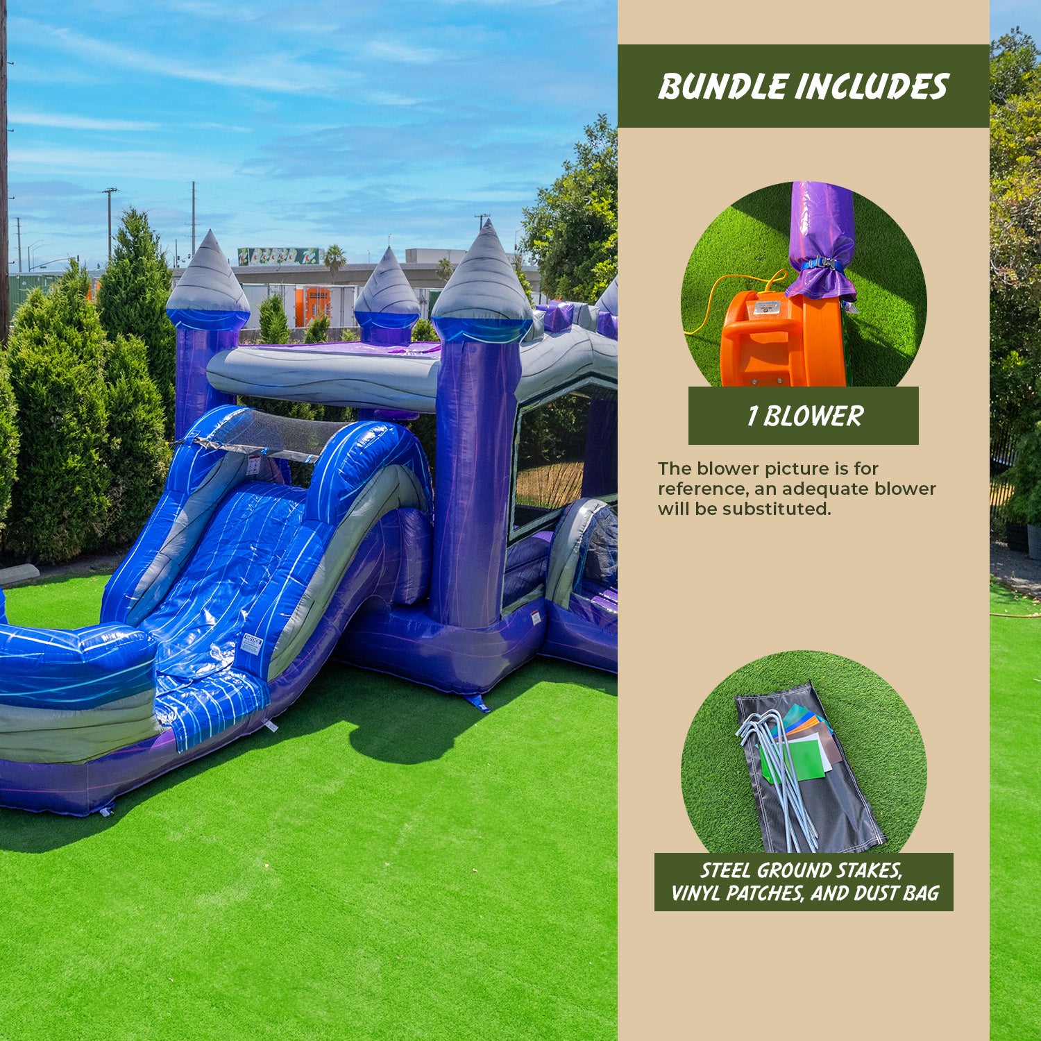 XJUMP Combos Purplish Castle combo gonfiabile con piscina