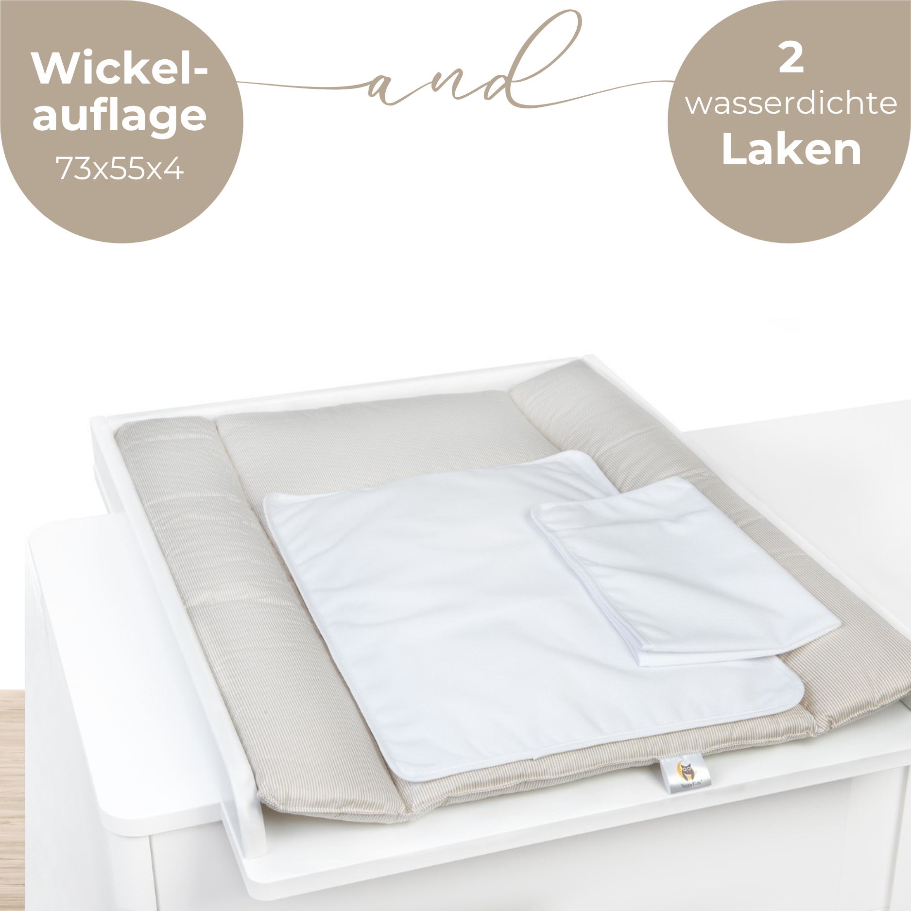 LIONHERZ YappyNature Fasciatoio Cotone Beige Sabbia con Teli