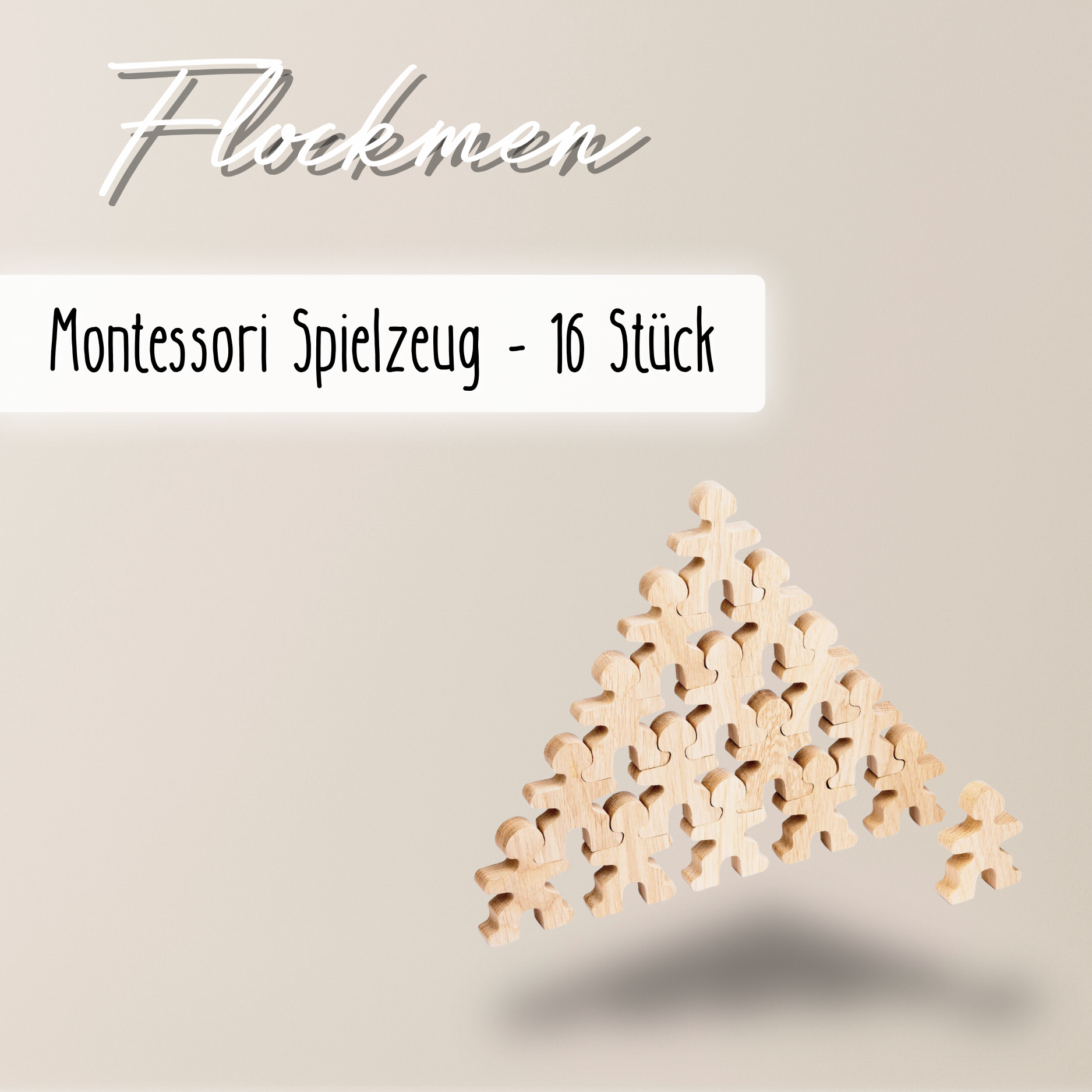Lionherz Flockmen omini legno Montessori 16 pezzi naturali