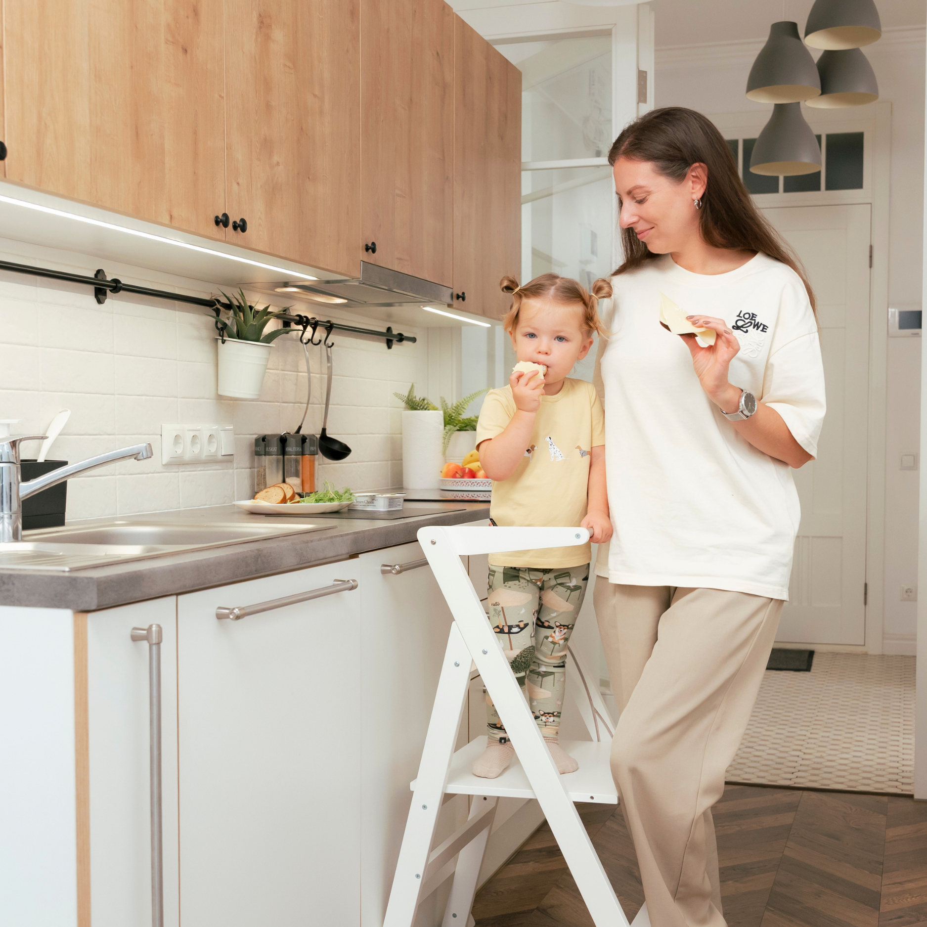 LIONHERZ STEP'n'FOLD Torre Montessori Pieghevole Bianca Altezza