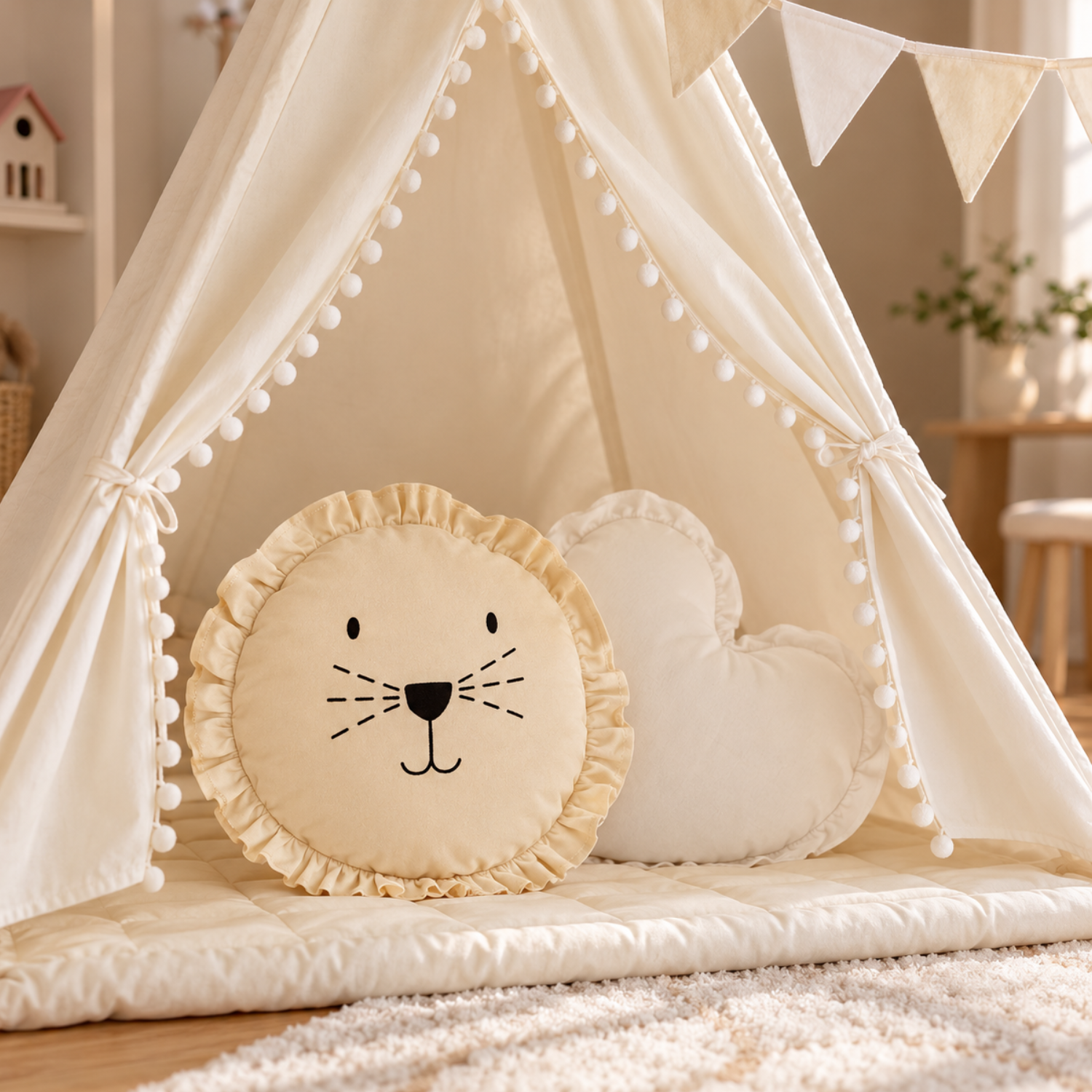 Lionherz Herzkissen Cuscino Cuore Bianco 35 cm Cotone