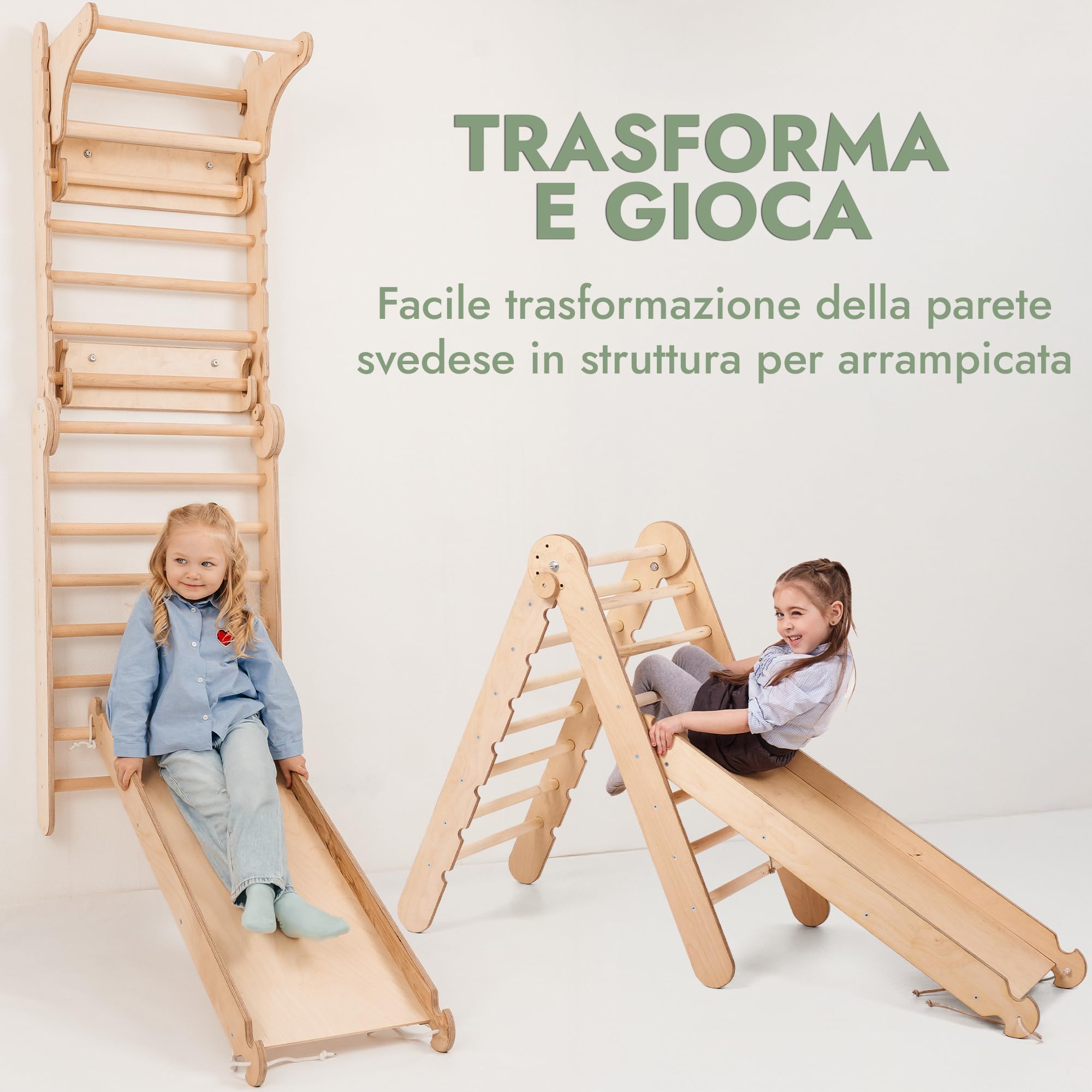 Goodevas Spalliera Svedese Palestra Arrampicata con Scivolo Legno