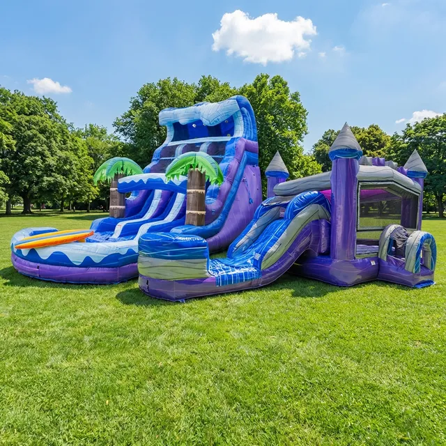 Xjump Purplish Beach bundle scivolo+castello gonfiabile