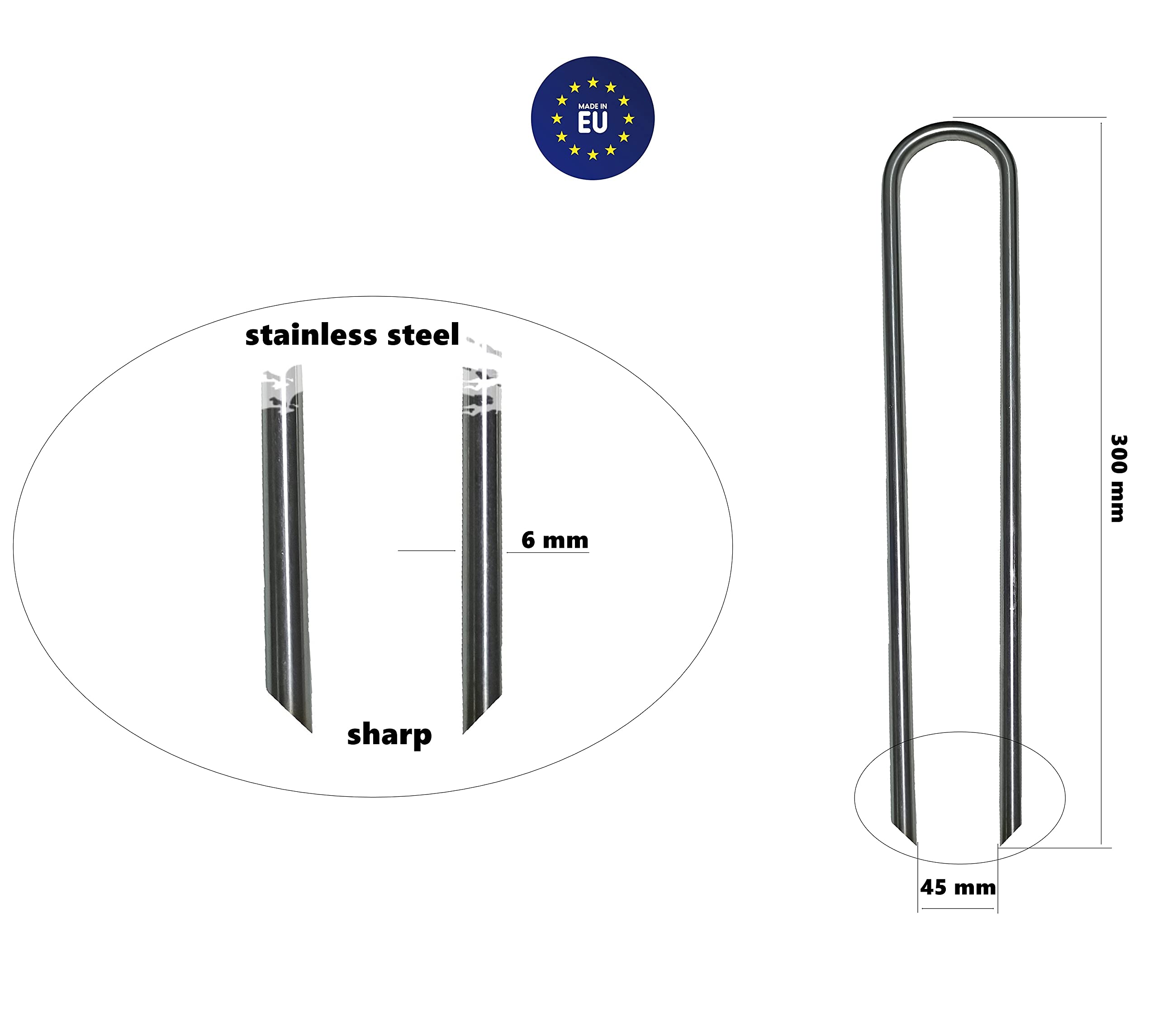 Clever Leon Picchetti Trampolino Acciaio Inox 6 Pezzi