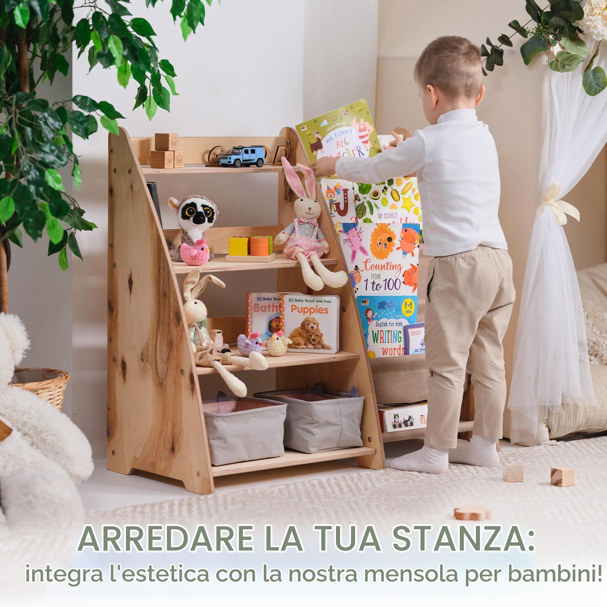 Goodevas Mensola Cameretta libreria bambini legno beige media