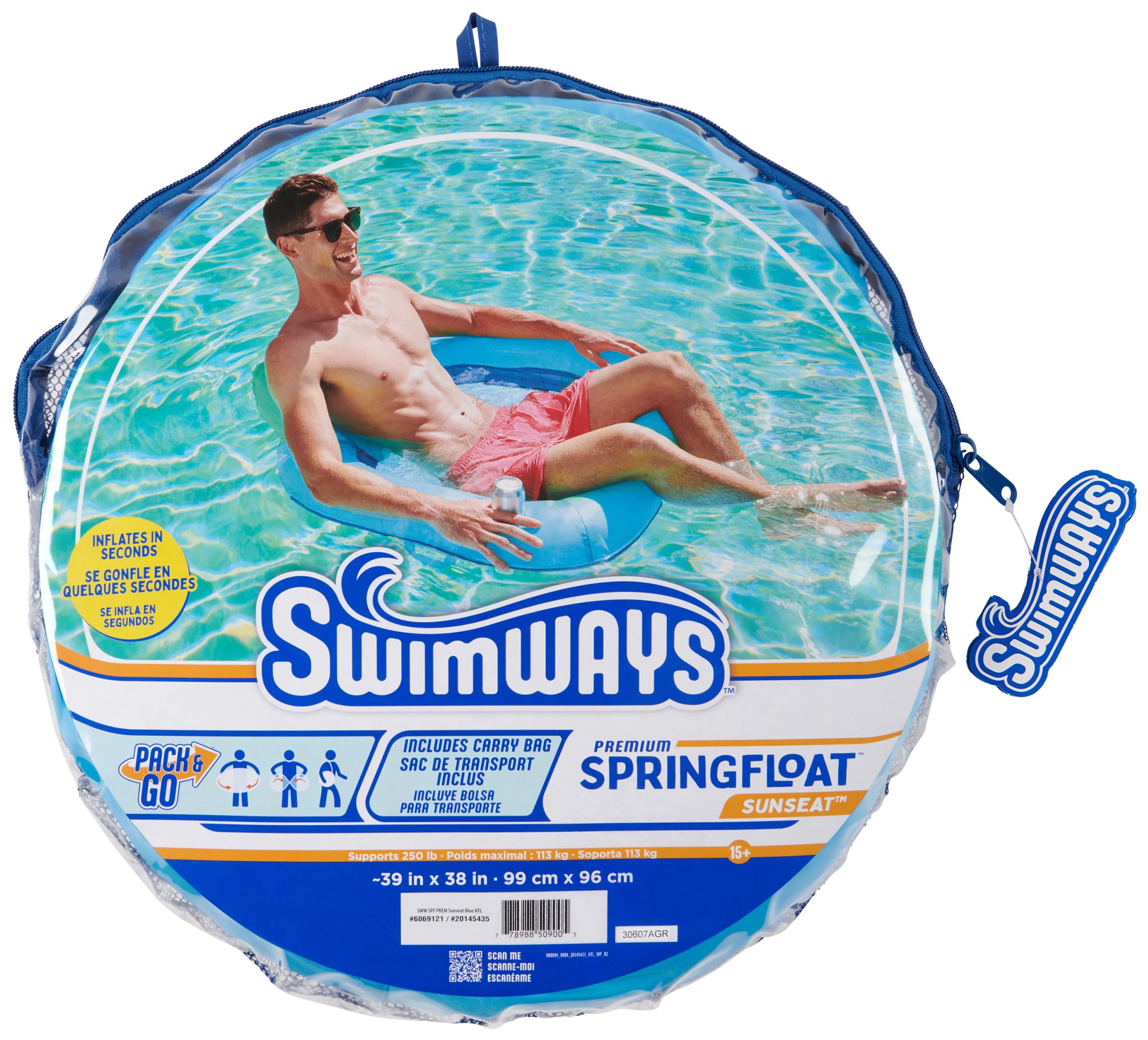 Swimways Spring Float Hyper-Flate Aqua Poltrona Piscina con Schienale