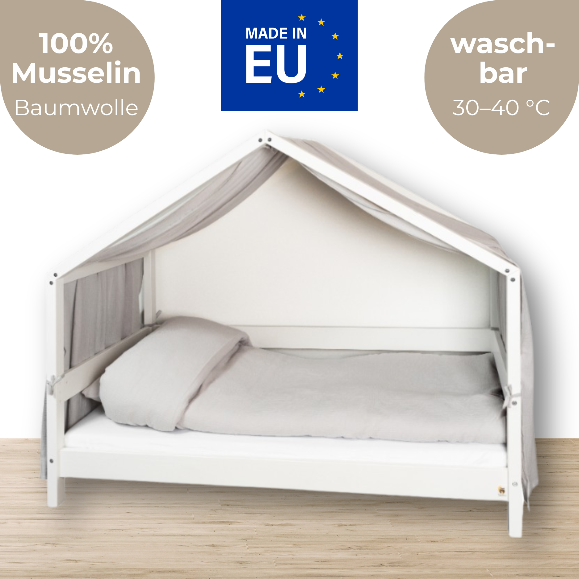 LIONHERZ YappyMuslin biancheria letto Silbergrau 100% cotone