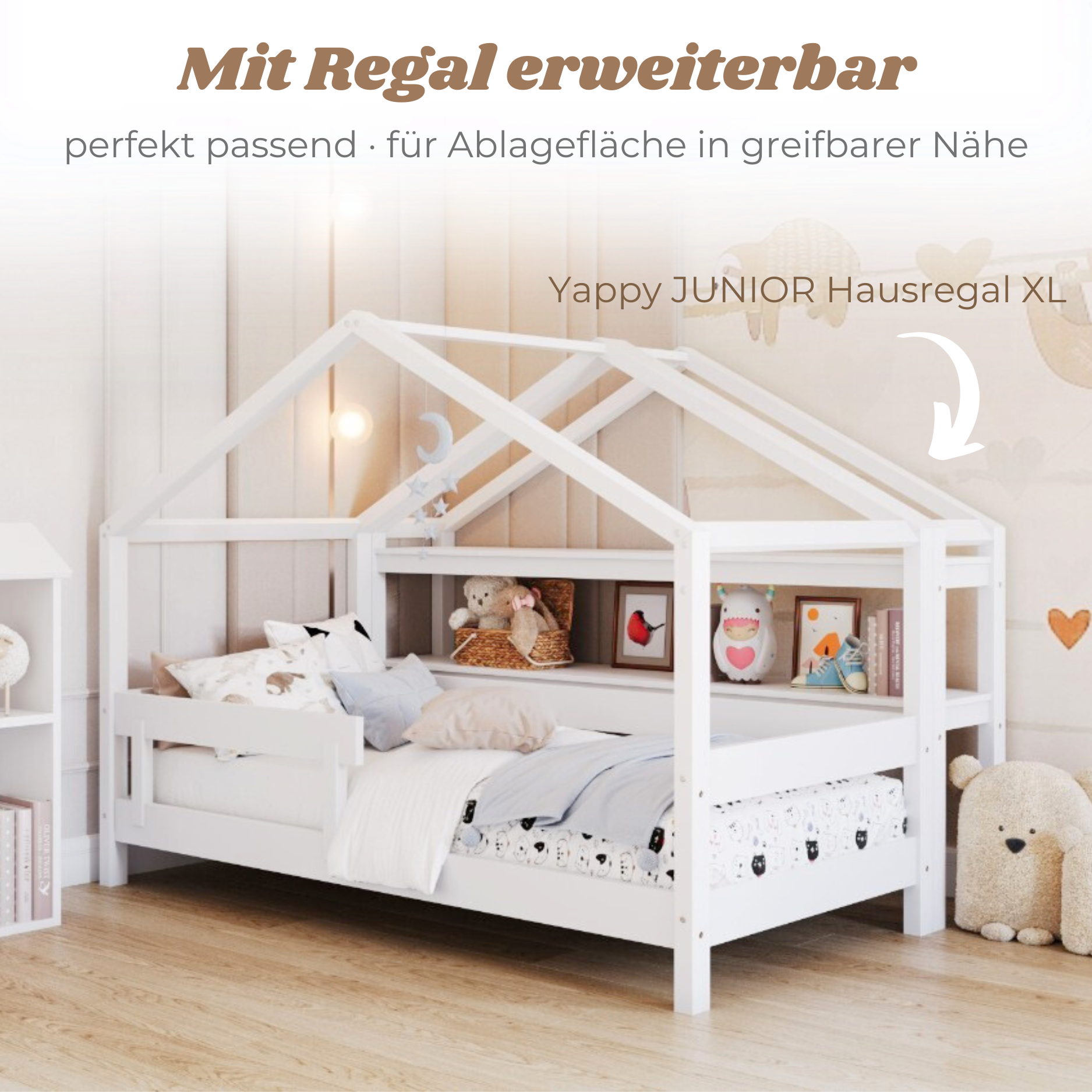 LIONHERZ YappyHytte Junior letto casetta 160x80 con sponda