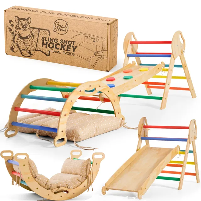 Goodevas Set Arrampicata Montessori 5in1 Legno 1-3 Anni