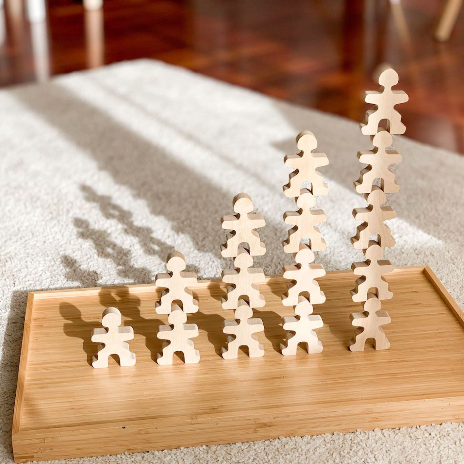Lionherz Flockmen omini legno Montessori 16 pezzi naturali