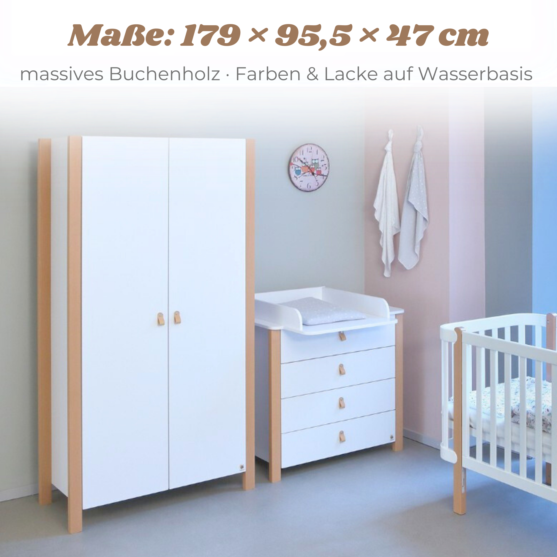 Lionherz YappyÉtude armadio cameretta 2 ante 3 cassetti marrone bianco