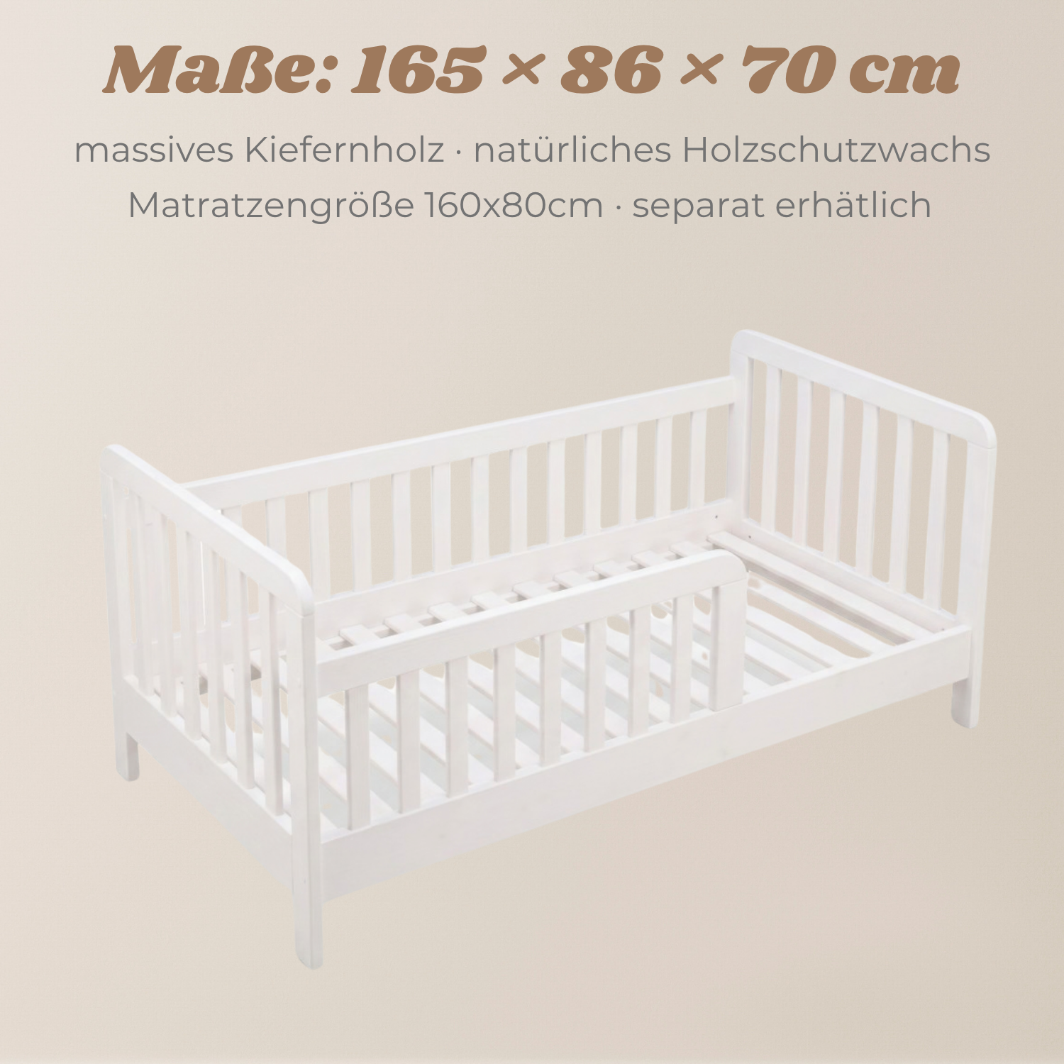 Lionherz YappyTerra Junior letto bambini 160x80 bianco spondina